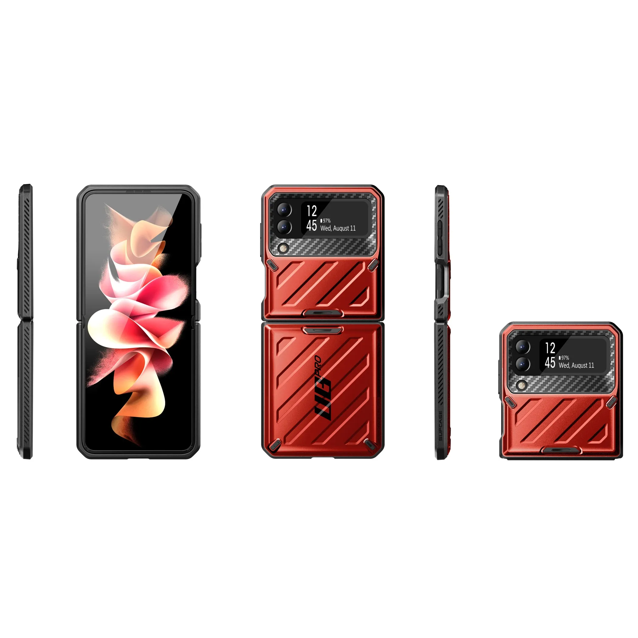 Top Rated Galaxy Z Flip4 Unicorn Beetle PRO Rugged Case with Belt Clip-Metallic Red  Going Fast!