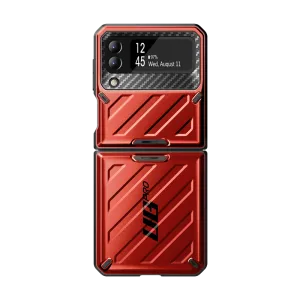 Top Rated Galaxy Z Flip4 Unicorn Beetle PRO Rugged Case with Belt Clip-Metallic Red  Going Fast!