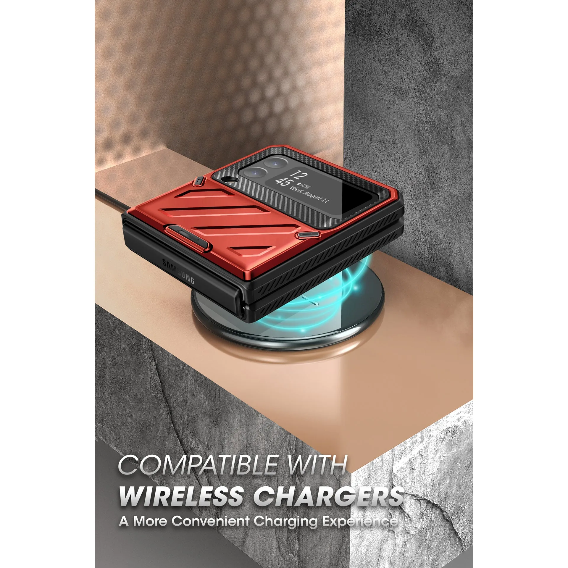 Top Rated Galaxy Z Flip4 Unicorn Beetle PRO Rugged Case with Belt Clip-Metallic Red  Going Fast!