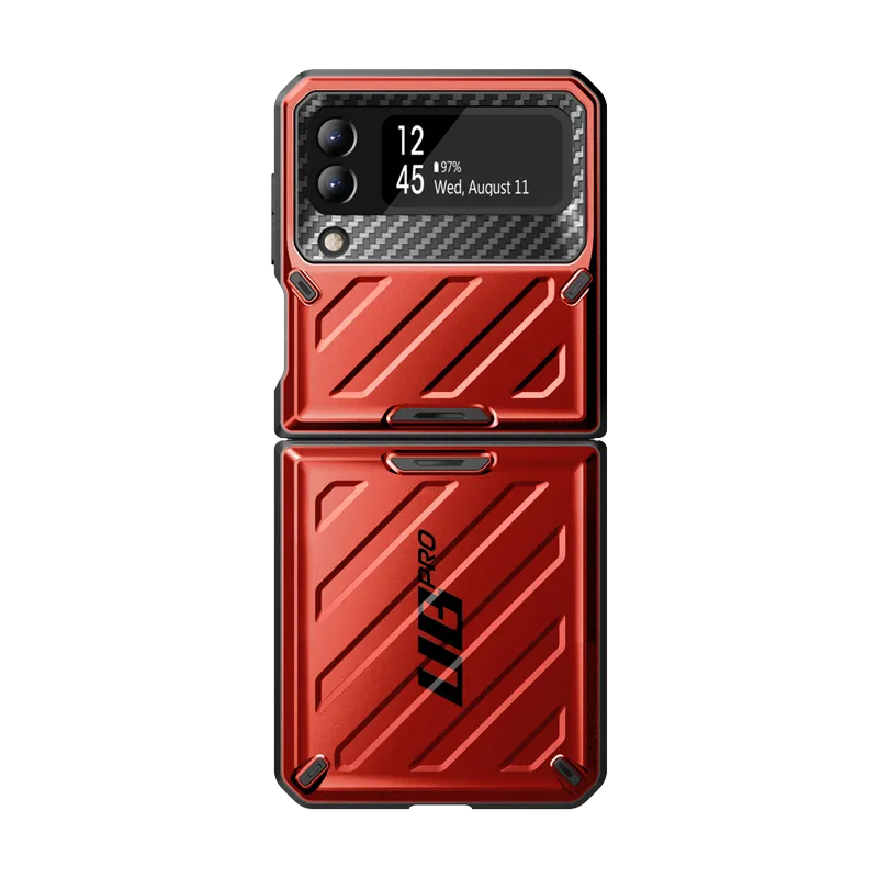 Top Rated Galaxy Z Flip4 Unicorn Beetle PRO Rugged Case with Belt Clip-Metallic Red  Going Fast!