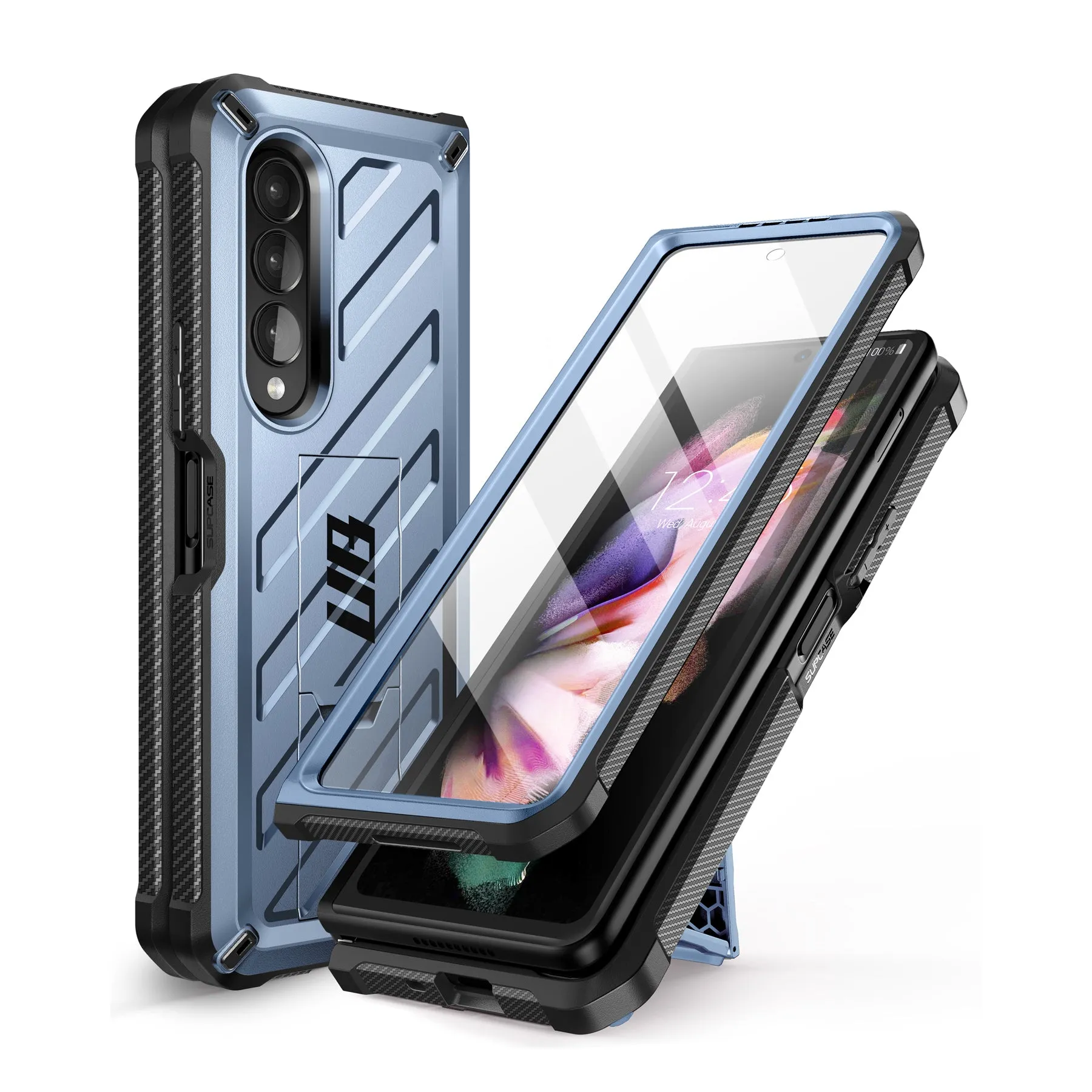 Top Rated Galaxy Z Fold3 Unicorn Beetle Kickstand Case with Screen Protector-Metallic Blue  Last Few Pieces!