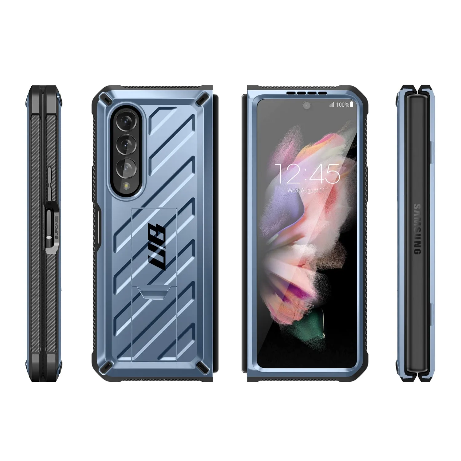 Top Rated Galaxy Z Fold3 Unicorn Beetle Kickstand Case with Screen Protector-Metallic Blue  Last Few Pieces!