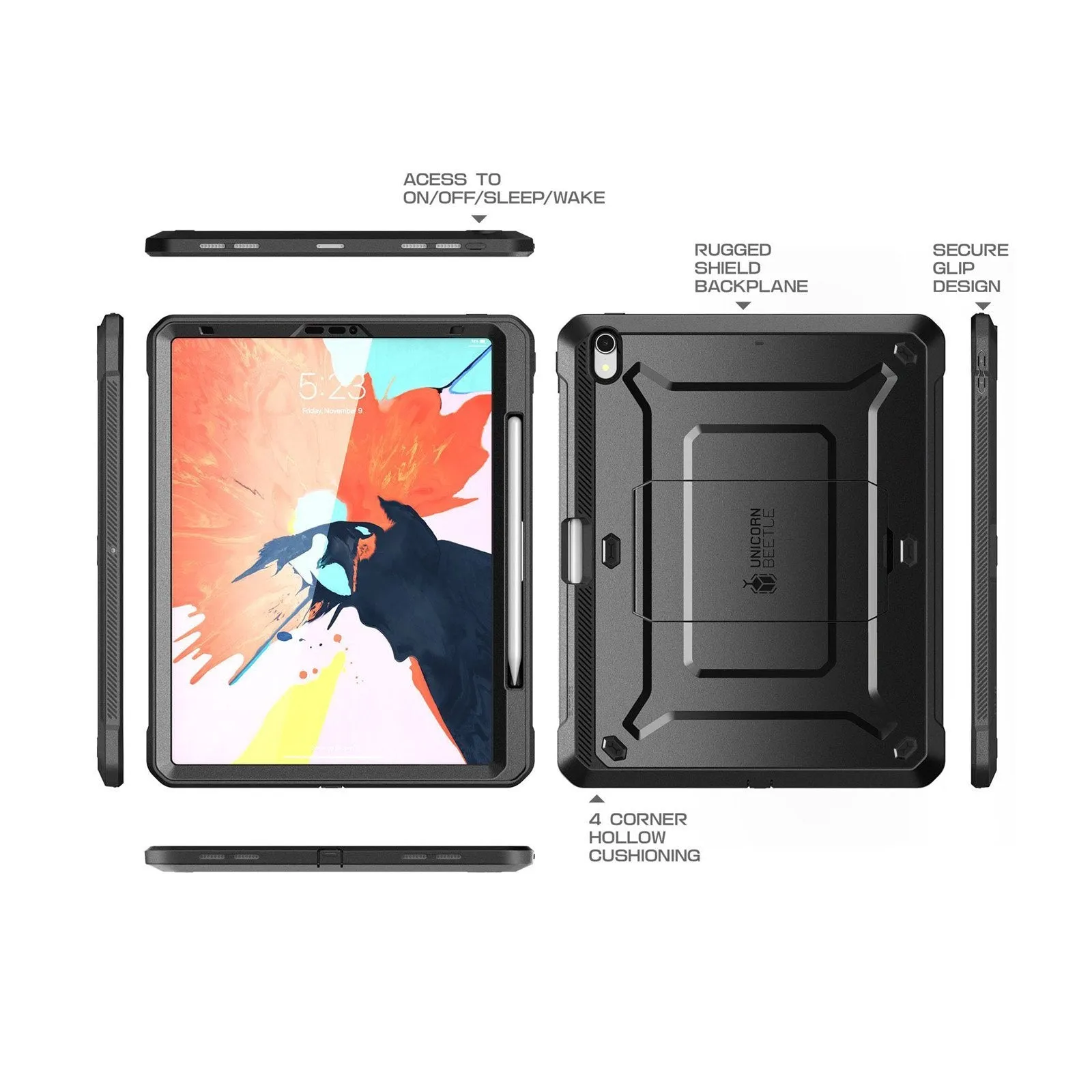 Top Rated iPad Pro 11 inch (2018) Unicorn Beetle Pro Full Body Case (Apple Pencil compatible)-Black  Limited Stock!