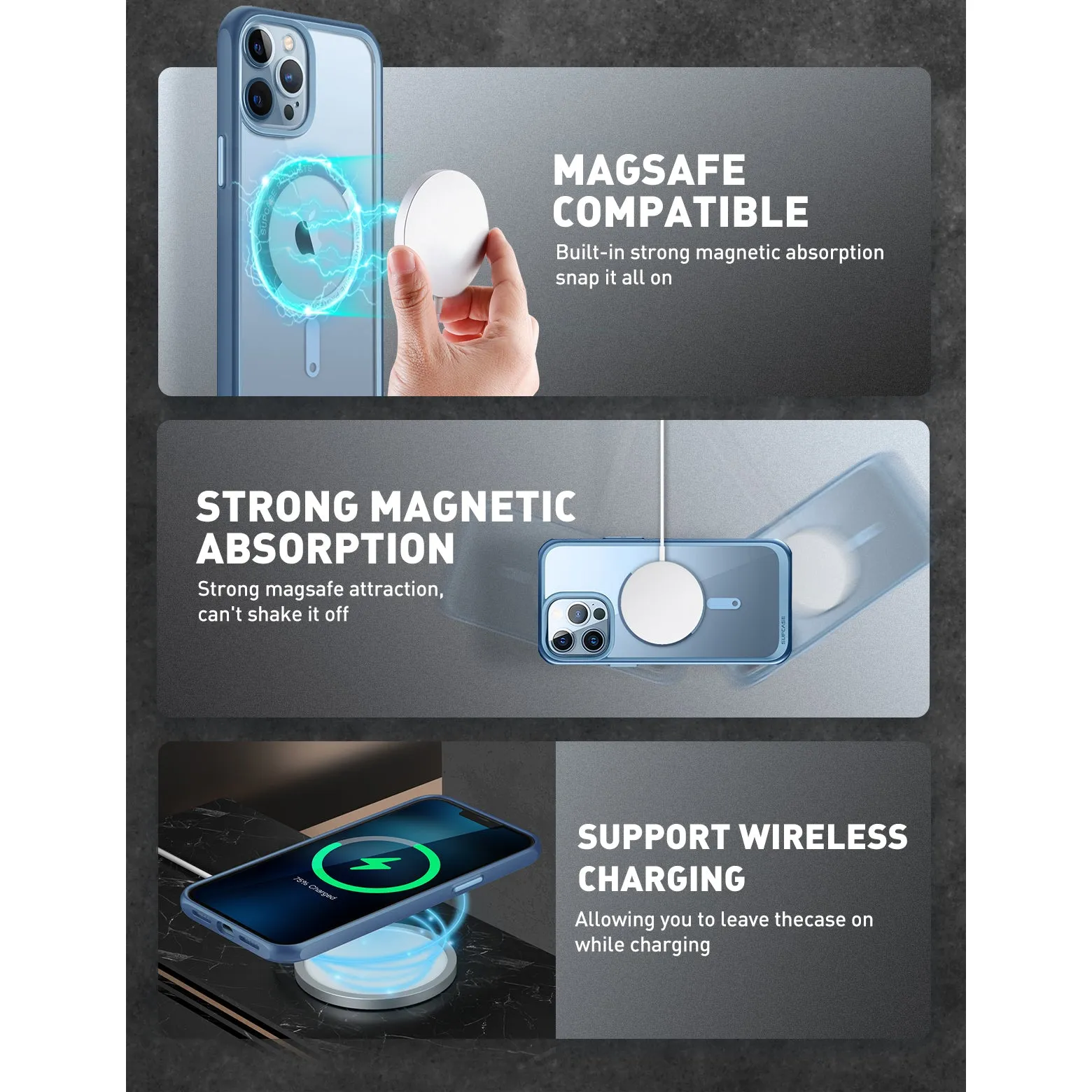 Top Rated iPhone 13 Pro Max 6.7 inch Unicorn Beetle MAG Slim Clear MagSafe Case-Blue  Today Only!
