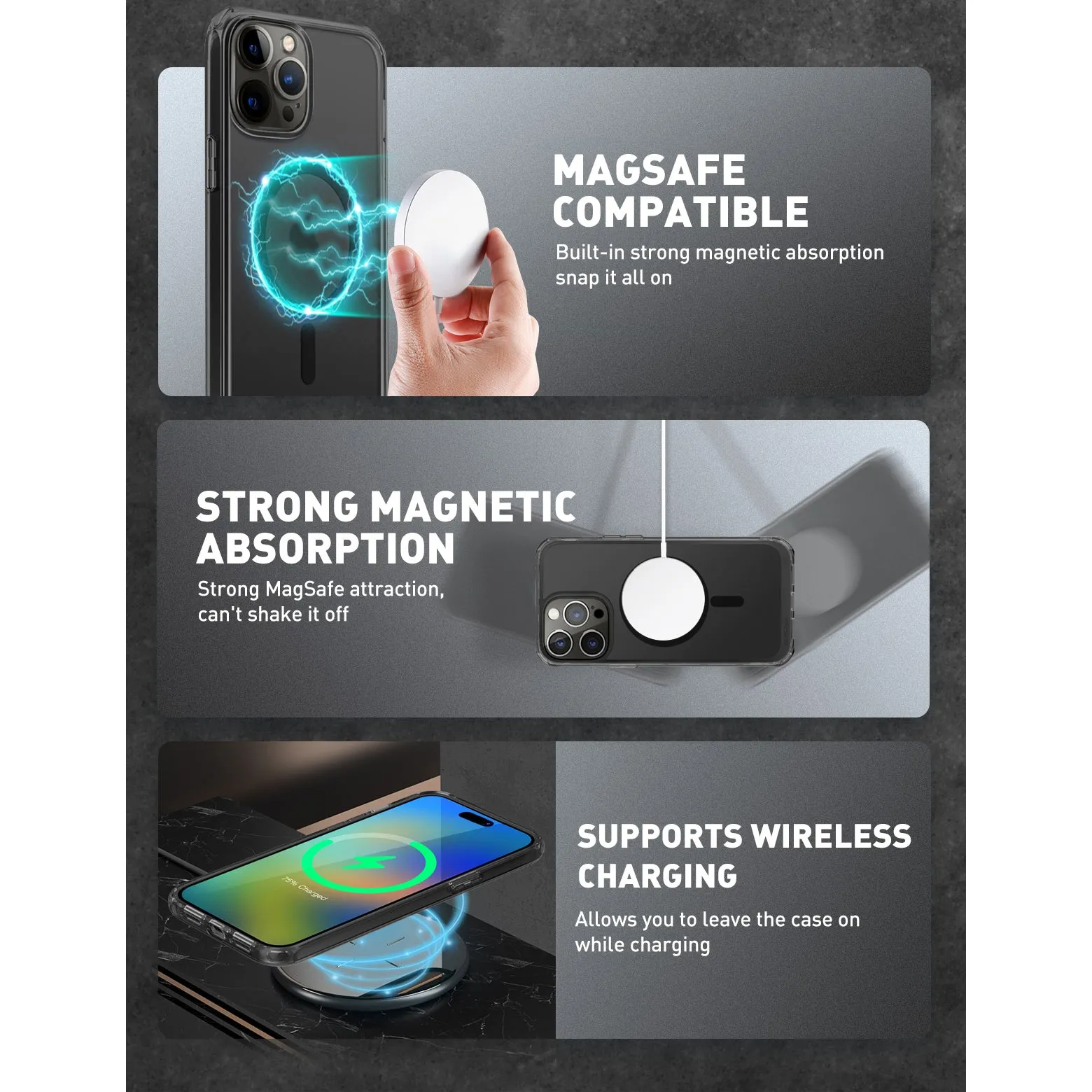 Top Rated iPhone 14 Pro Max 6.7 inch Unicorn Beetle MAG Slim Clear MagSafe Case-Smoke  Stylish & Comfortable