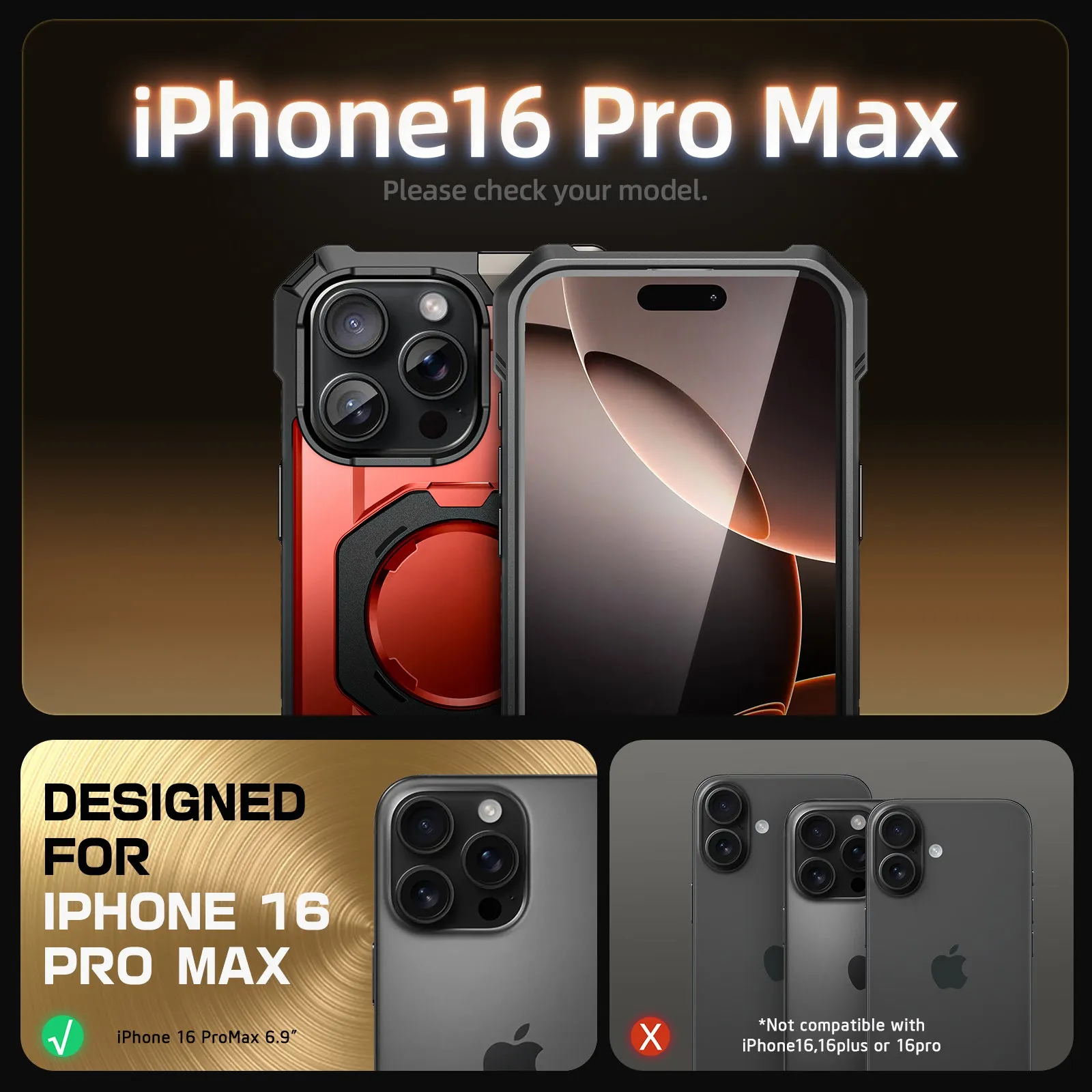 Top Rated iPhone 16 Pro Max 6.9 inch UB Grip MagSafe Camera Control Button Phone Case-Metallic Red  Dont Miss Out!