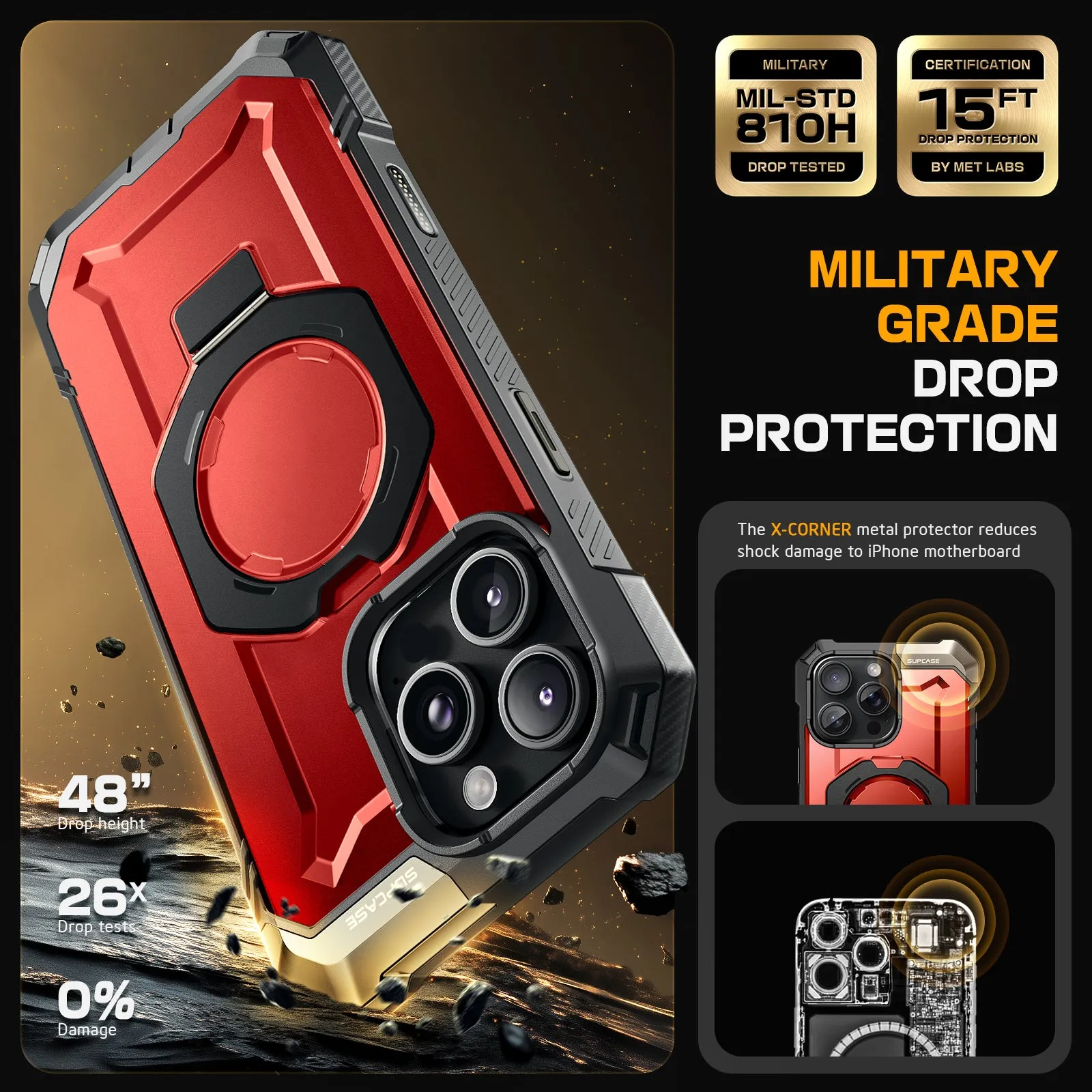 Top Rated iPhone 16 Pro Max 6.9 inch UB Grip MagSafe Camera Control Button Phone Case-Metallic Red  Dont Miss Out!