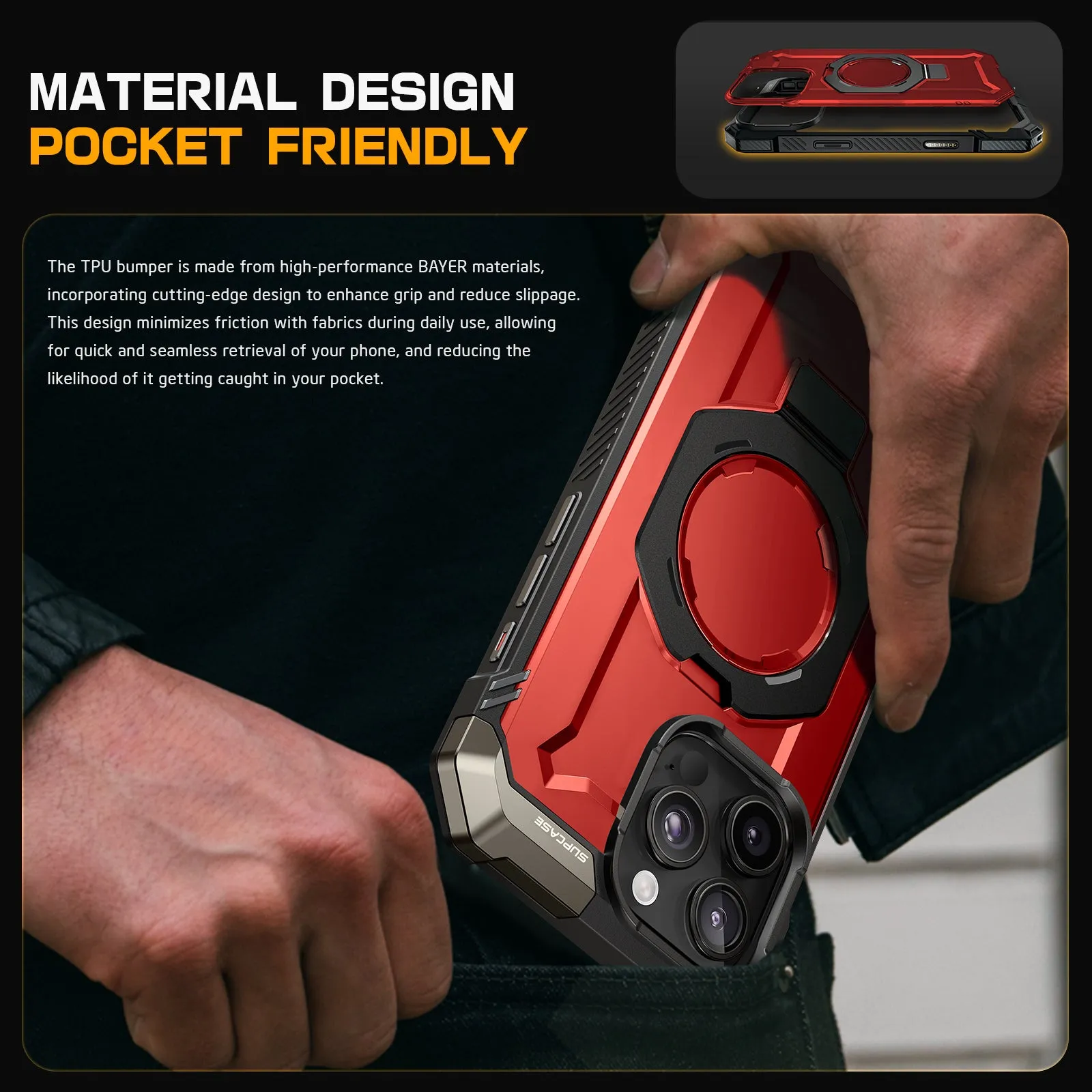 Top Rated iPhone 16 Pro Max 6.9 inch UB Grip MagSafe Camera Control Button Phone Case-Metallic Red  Dont Miss Out!