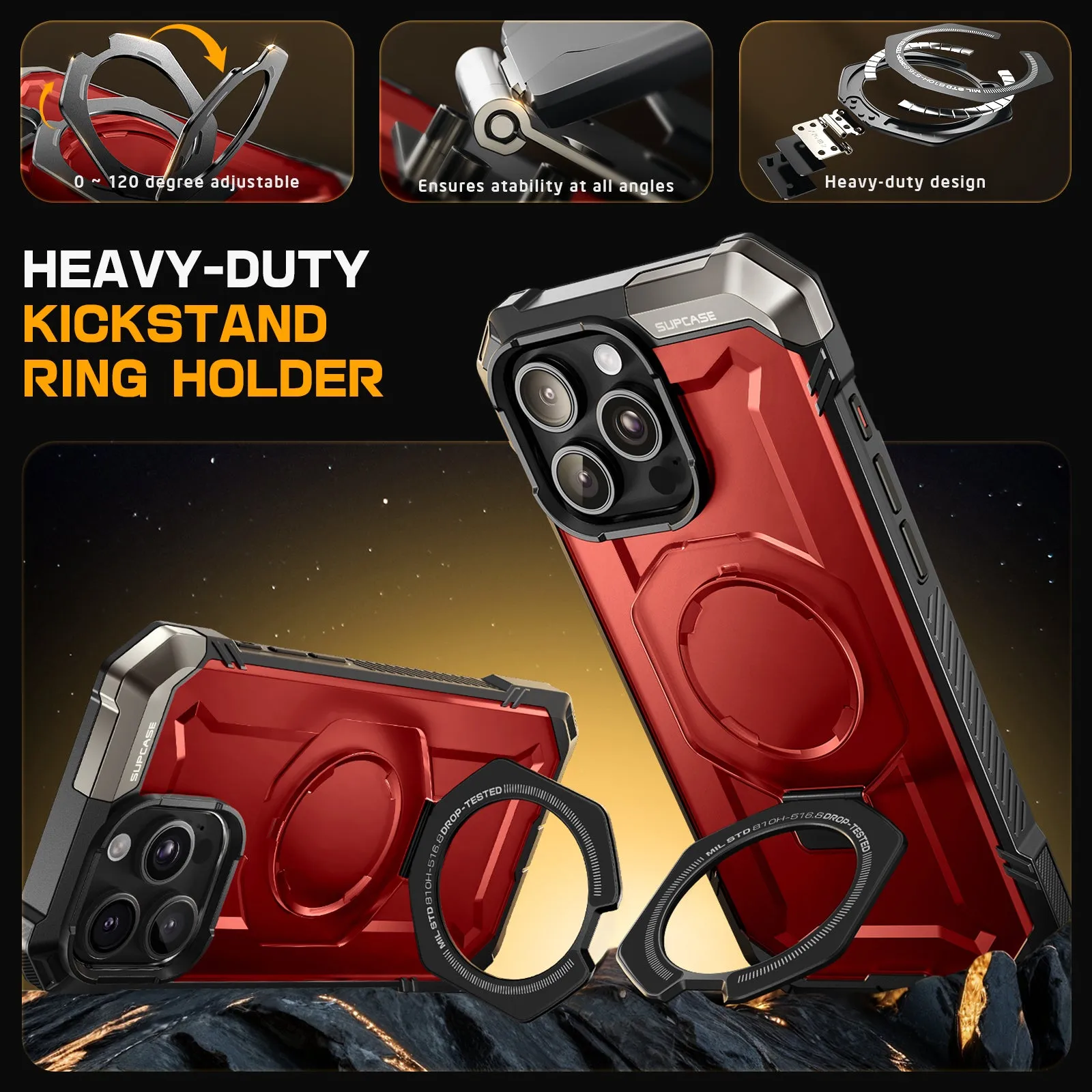 Top Rated iPhone 16 Pro Max 6.9 inch UB Grip MagSafe Camera Control Button Phone Case-Metallic Red  Dont Miss Out!