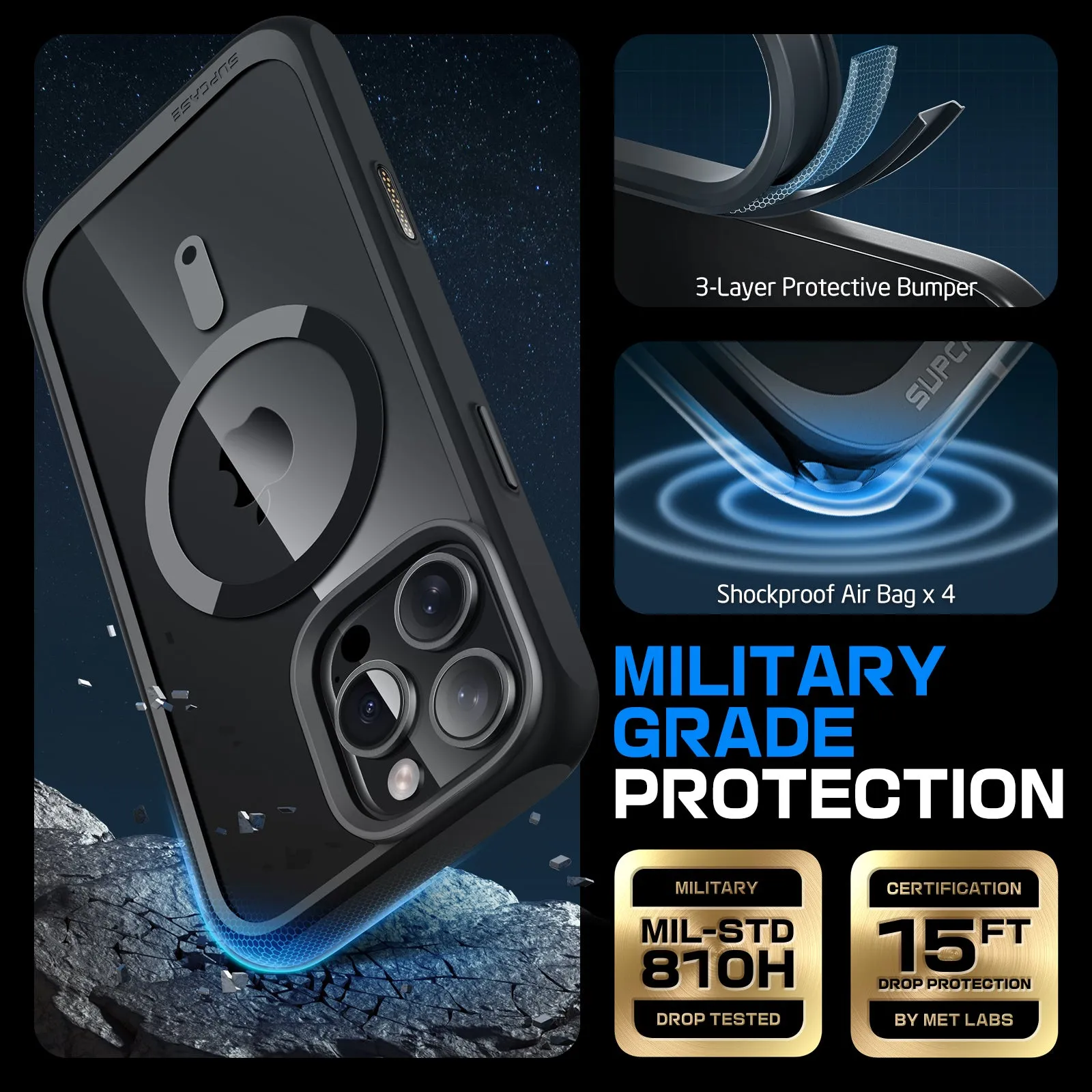 Top Rated iPhone 16 Pro Max 6.9 inch Unicorn Beetle MAG Slim Clear MagSafe Camera Control Button Case-Black  Limited Release!