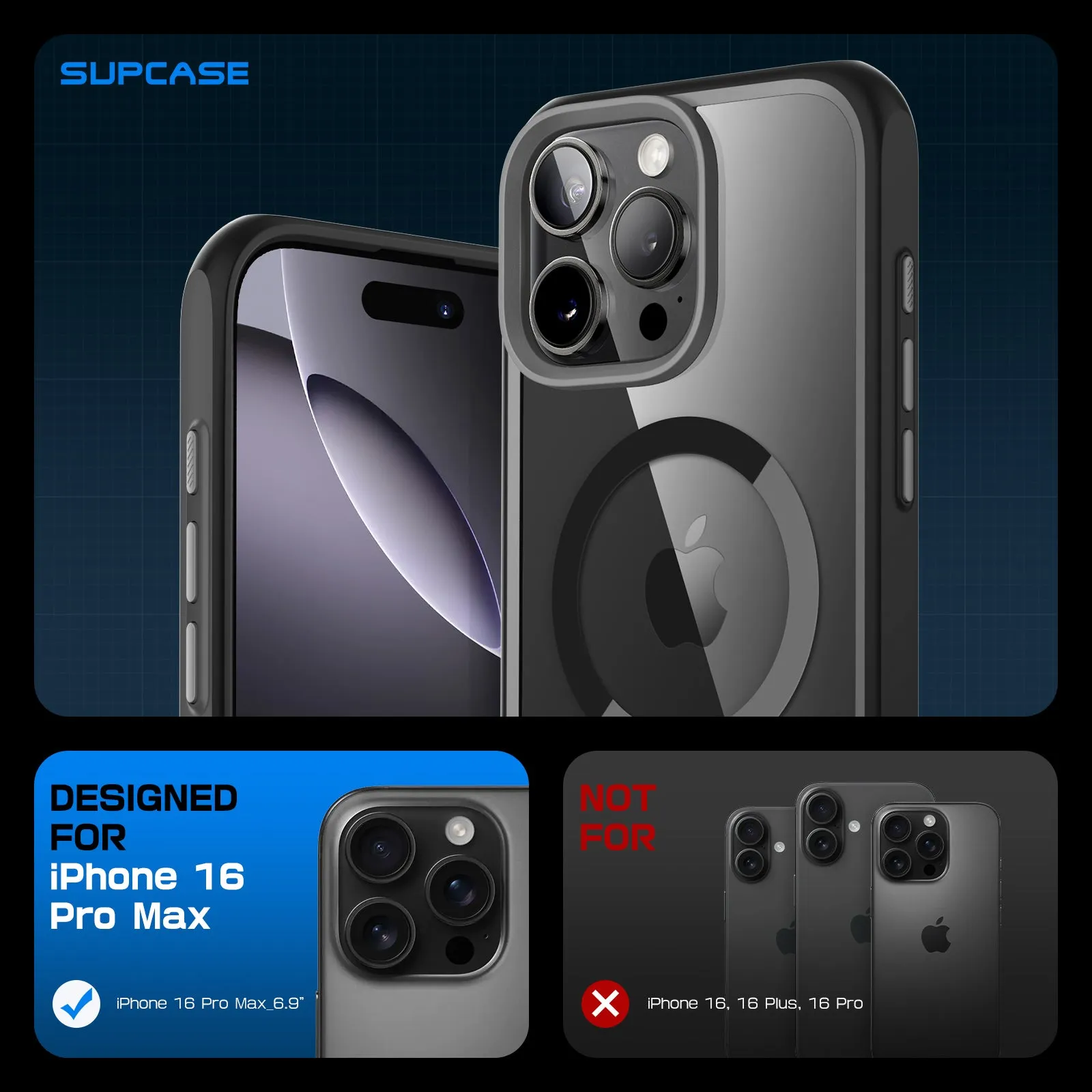 Top Rated iPhone 16 Pro Max 6.9 inch Unicorn Beetle MAG Slim Clear MagSafe Camera Control Button Case-Black  Limited Release!