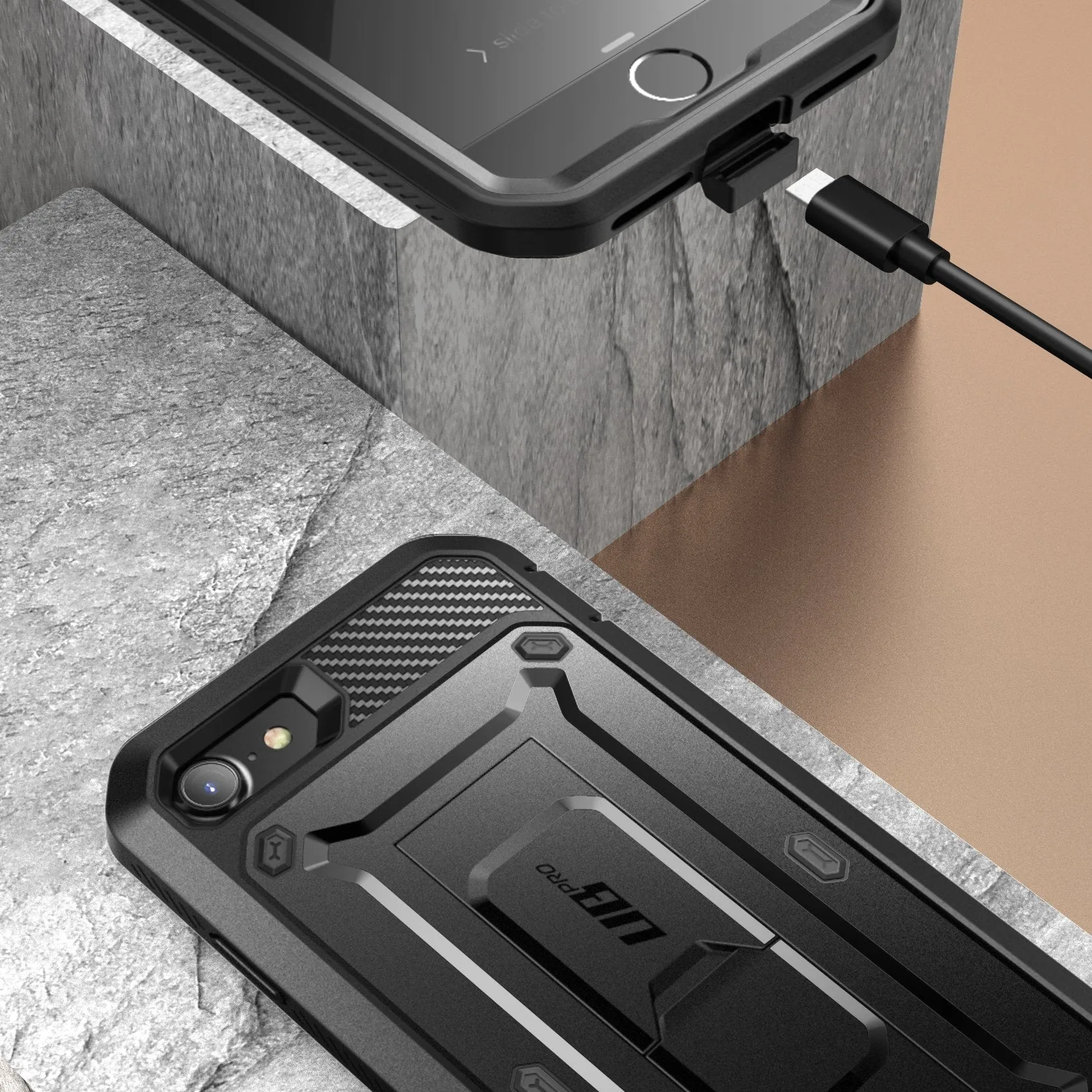 Top Rated iPhone 7 / 8 Unicorn Beetle Pro Full-Body Case with Kickstand-Black  Going Fast!
