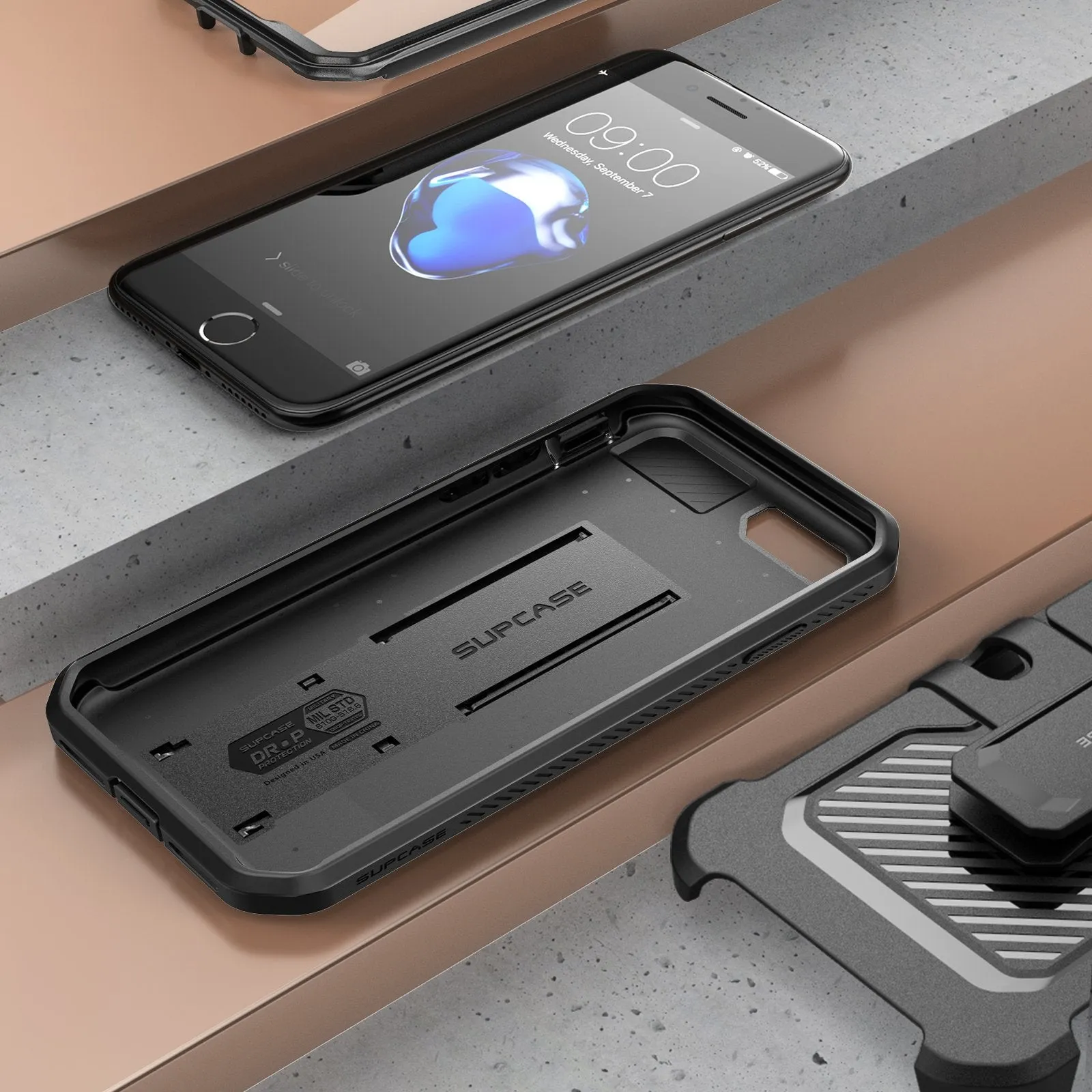 Top Rated iPhone 7 / 8 Unicorn Beetle Pro Full-Body Case with Kickstand-Black  Going Fast!