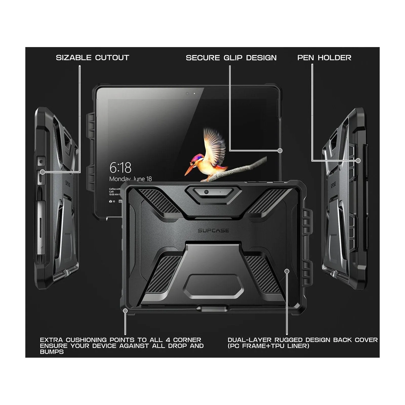 Top Rated Microsoft Surface Go Unicorn Beetle PRO Full Body Protective Case-Black  Stylish & Comfortable