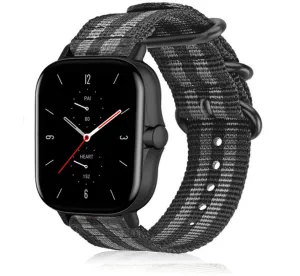 Trending Now Amazfit GTS 2 Nylon Strap with Buckle (Black/Grey)  Stylish & Comfortable