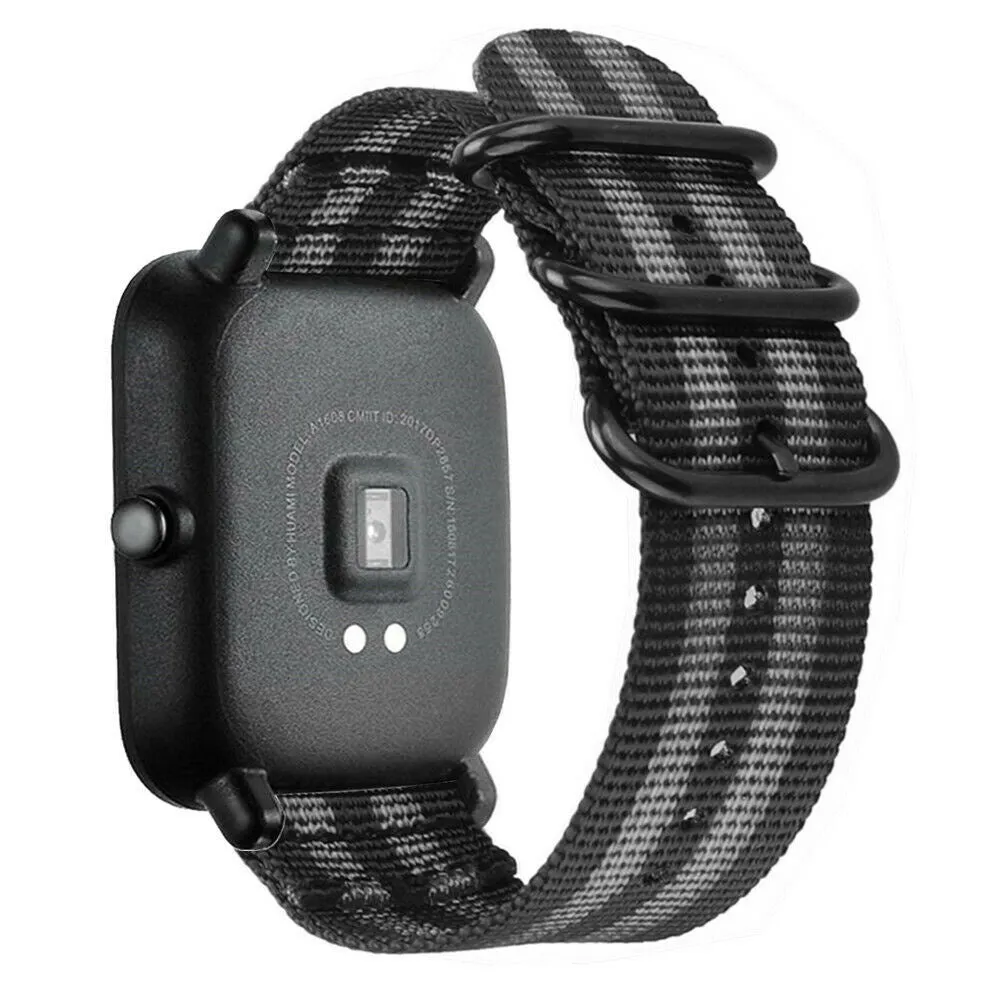Trending Now Amazfit GTS 2 Nylon Strap with Buckle (Black/Grey)  Stylish & Comfortable