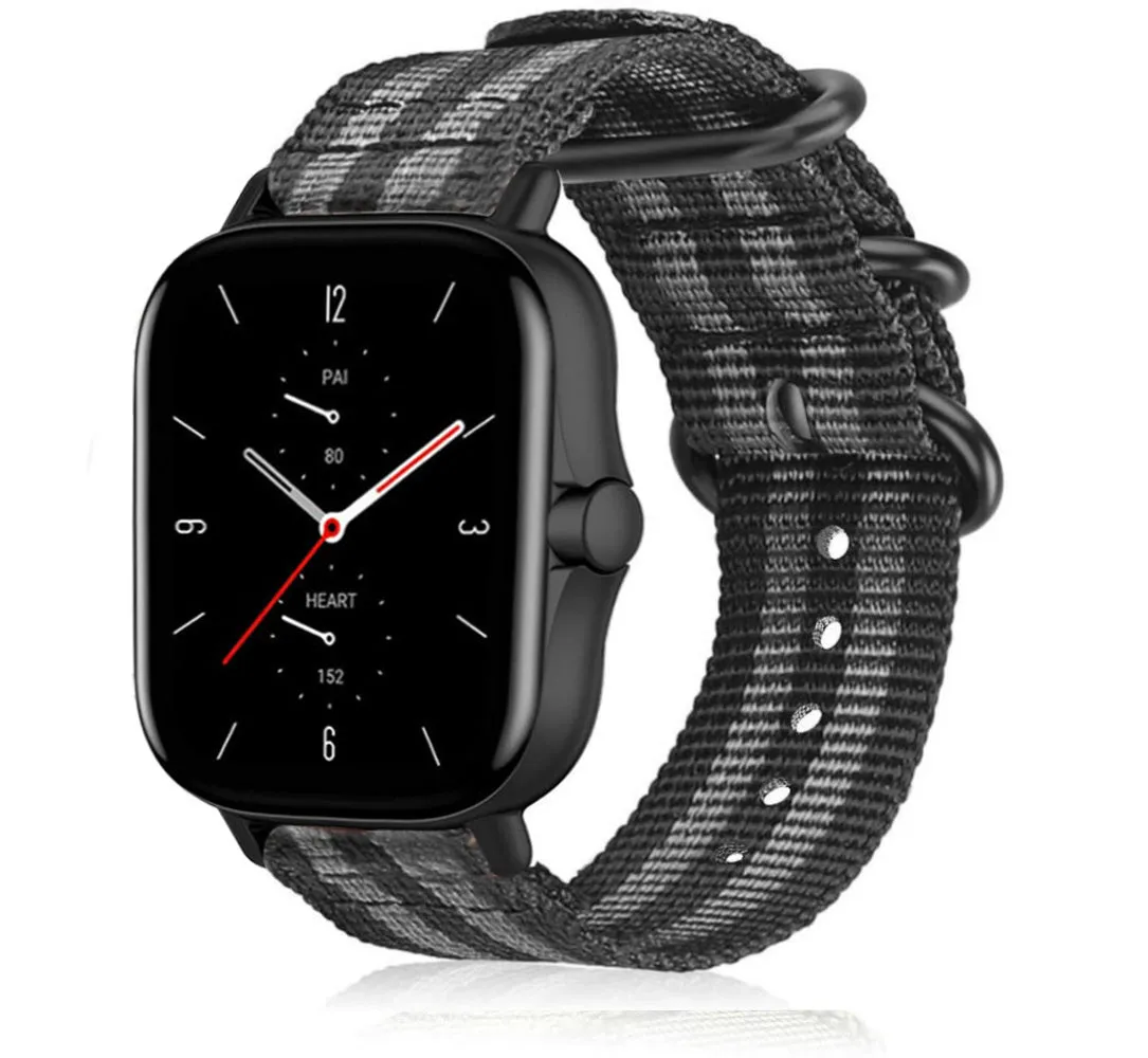 Trending Now Amazfit GTS 2 Nylon Strap with Buckle (Black/Grey)  Stylish & Comfortable