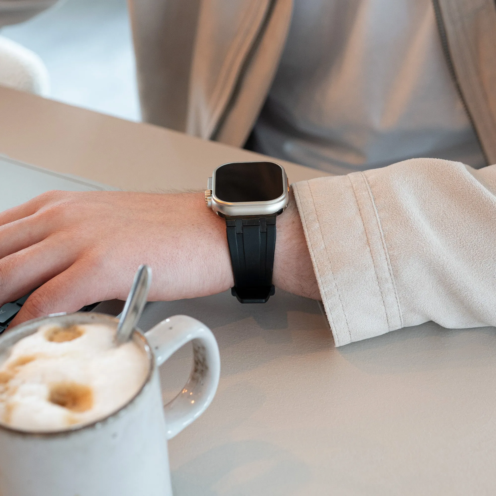 Trending Now Apple Watch Luxury Liquid Silicone Strap (Black)  Limited Stock!
