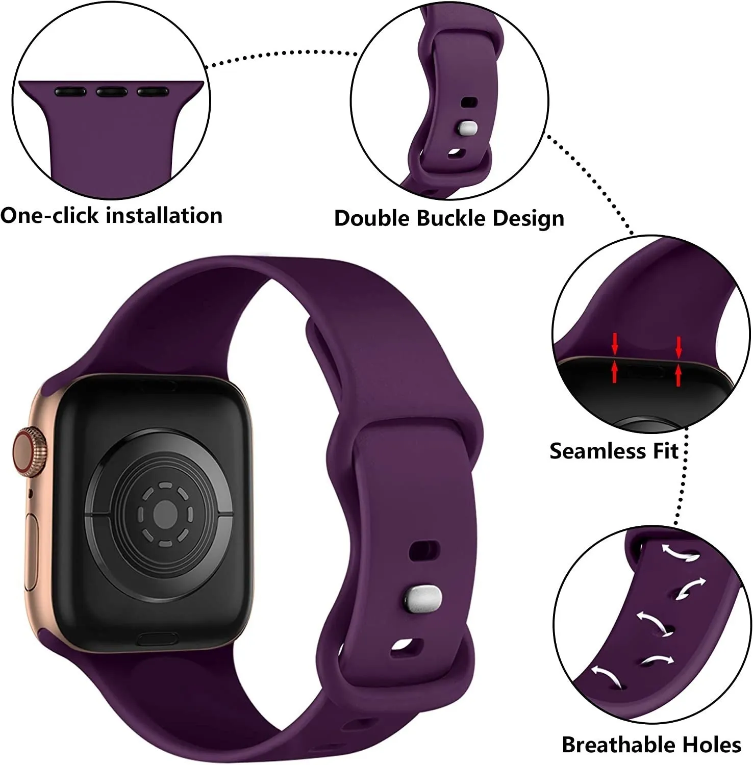 Trending Now Apple Watch Silicone Strap Classic (Dark Purple)  Last Chance!