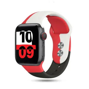 Trending Now Apple Watch Silicone Strap Triple (Red-White-Black)  Going Fast!