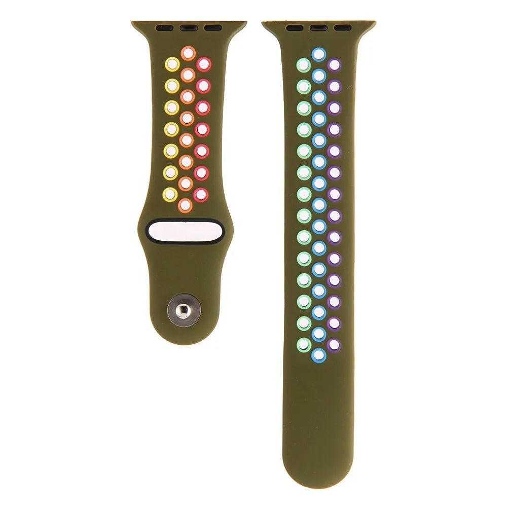 Trending Now Apple Watch Sport Strap (Olive/Rainbow)  Last Few Pieces!