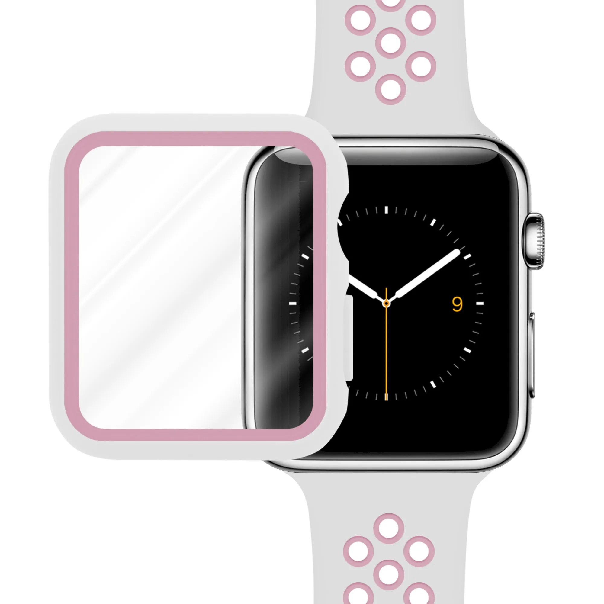 Trending Now Apple Watch Sport Strap   TPU Case (White/Pink)  Limited Release!