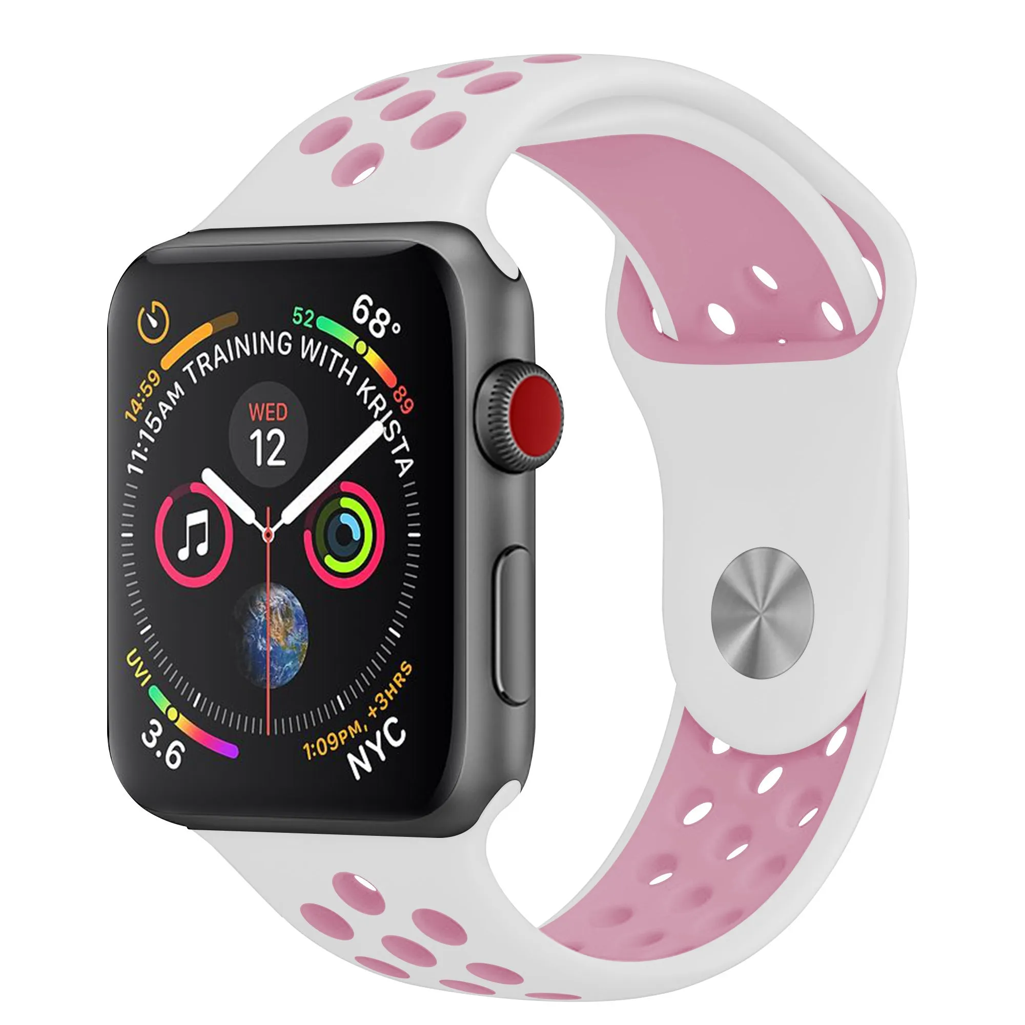 Trending Now Apple Watch Sport Strap   TPU Case (White/Pink)  Limited Release!