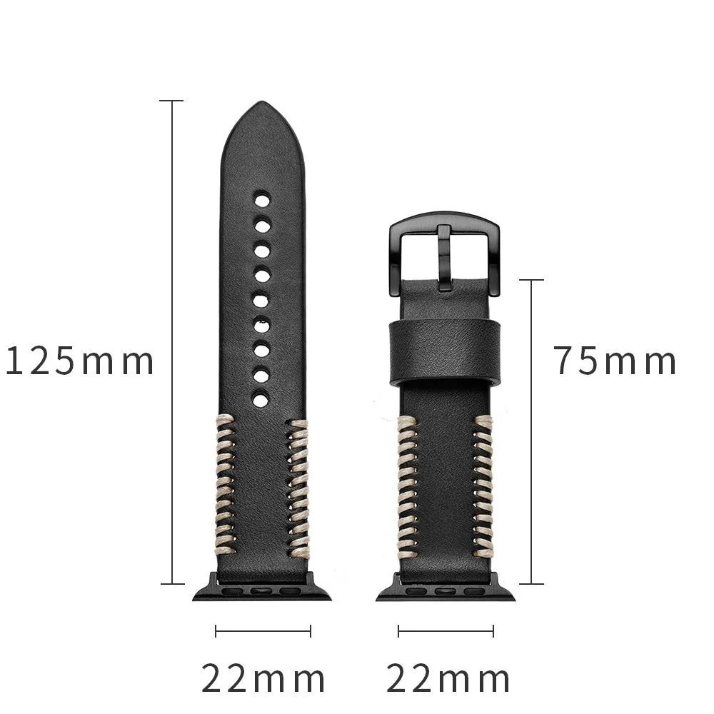 Trending Now Apple Watch Stitched Leather Strap (Black)  Almost Sold Out!