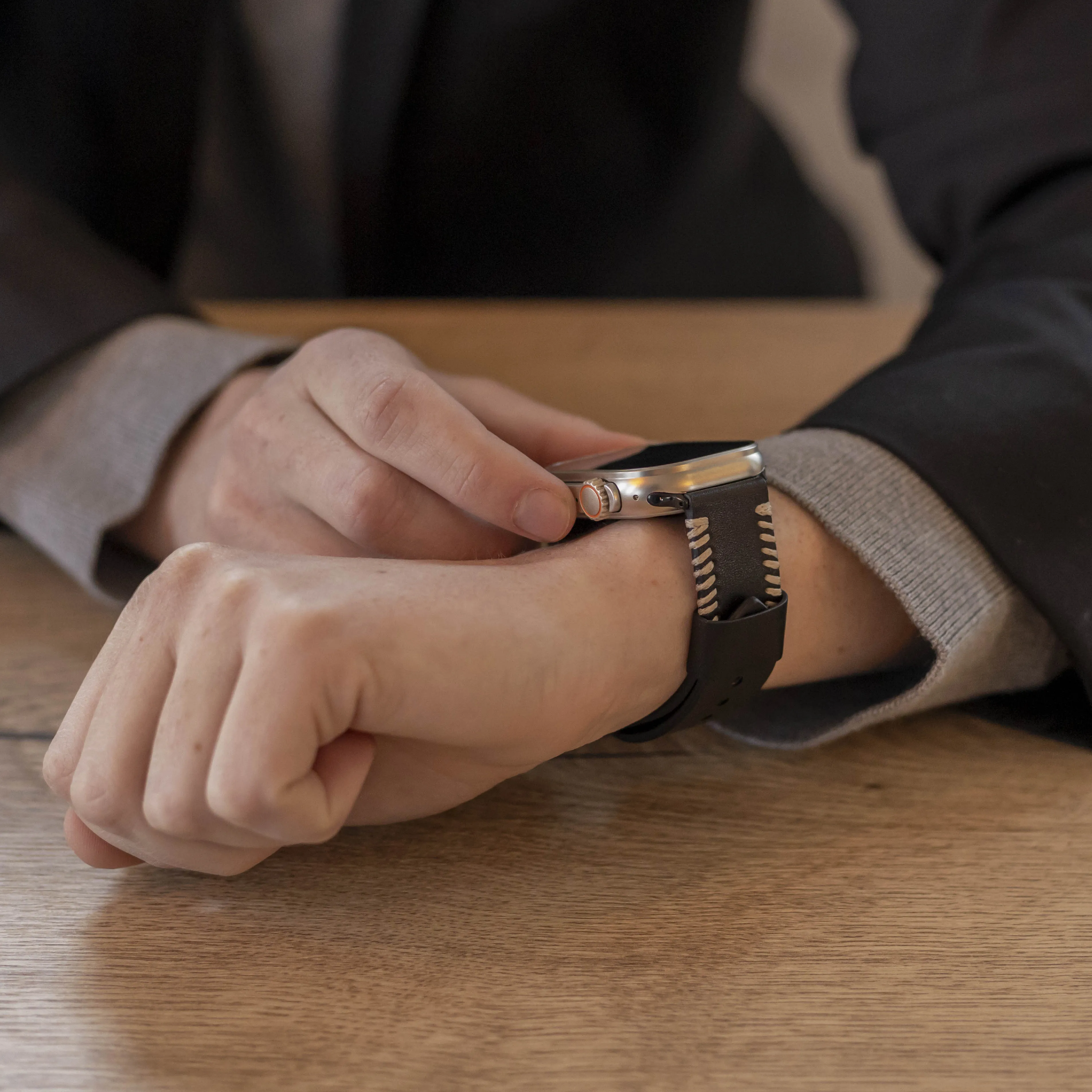 Trending Now Apple Watch Stitched Leather Strap (Black)  Almost Sold Out!