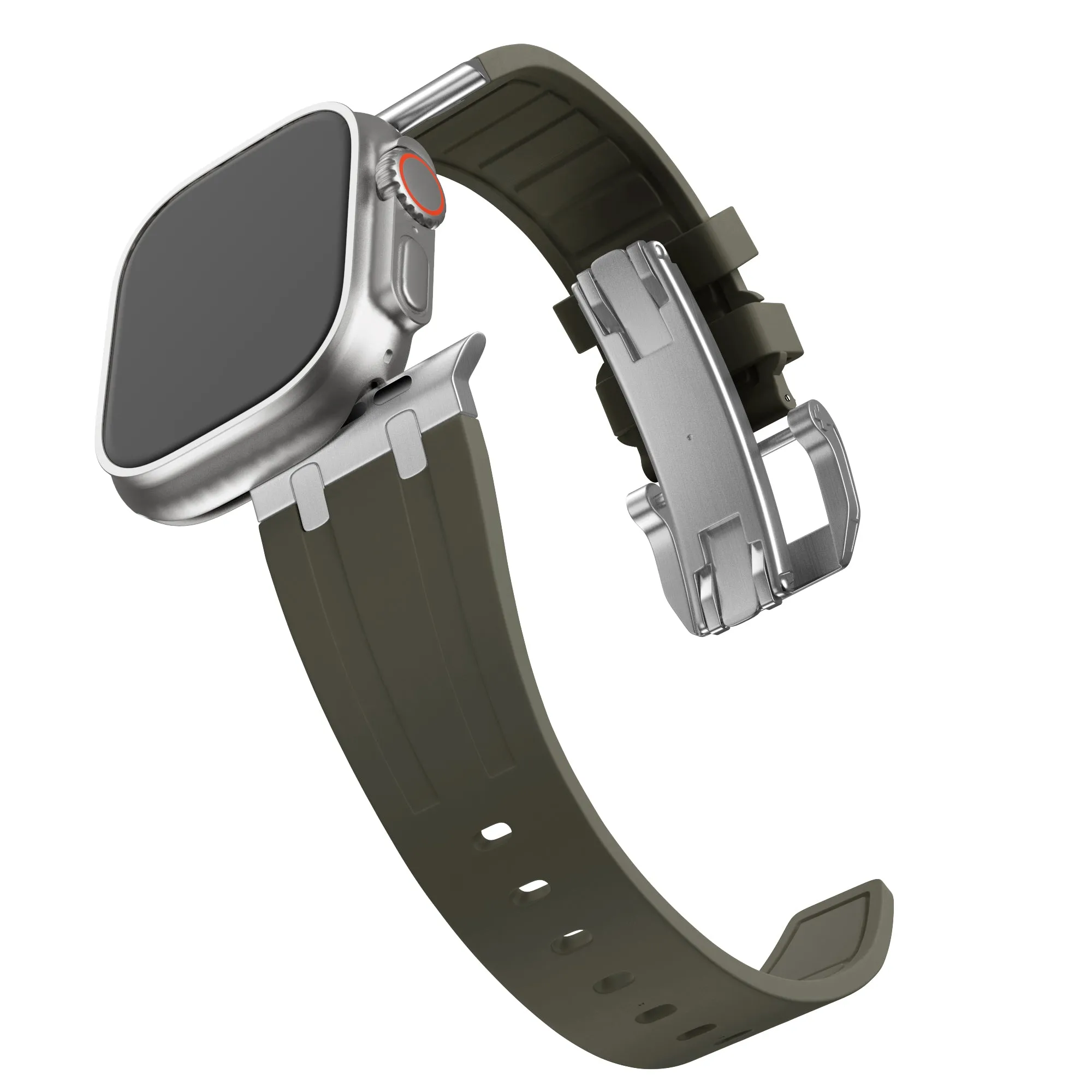 Trending Now Bandz Apple Watch Silicone Strap 'Luxe Liquid' (Brown With Silver)  Almost Gone!