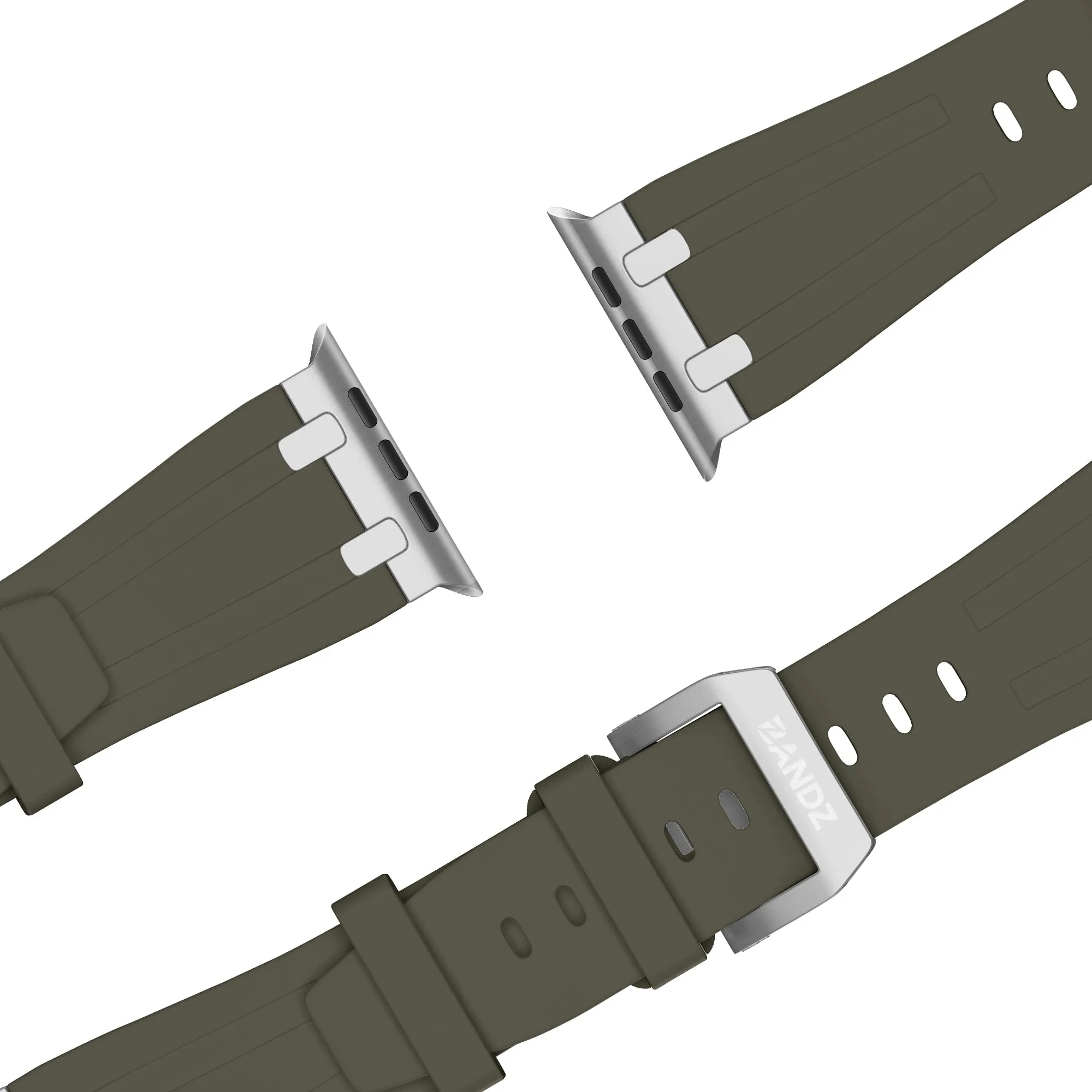 Trending Now Bandz Apple Watch Silicone Strap 'Luxe Liquid' (Brown With Silver)  Almost Gone!