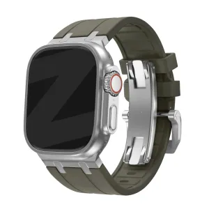 Trending Now Bandz Apple Watch Silicone Strap 'Luxe Liquid' (Brown With Silver)  Almost Gone!