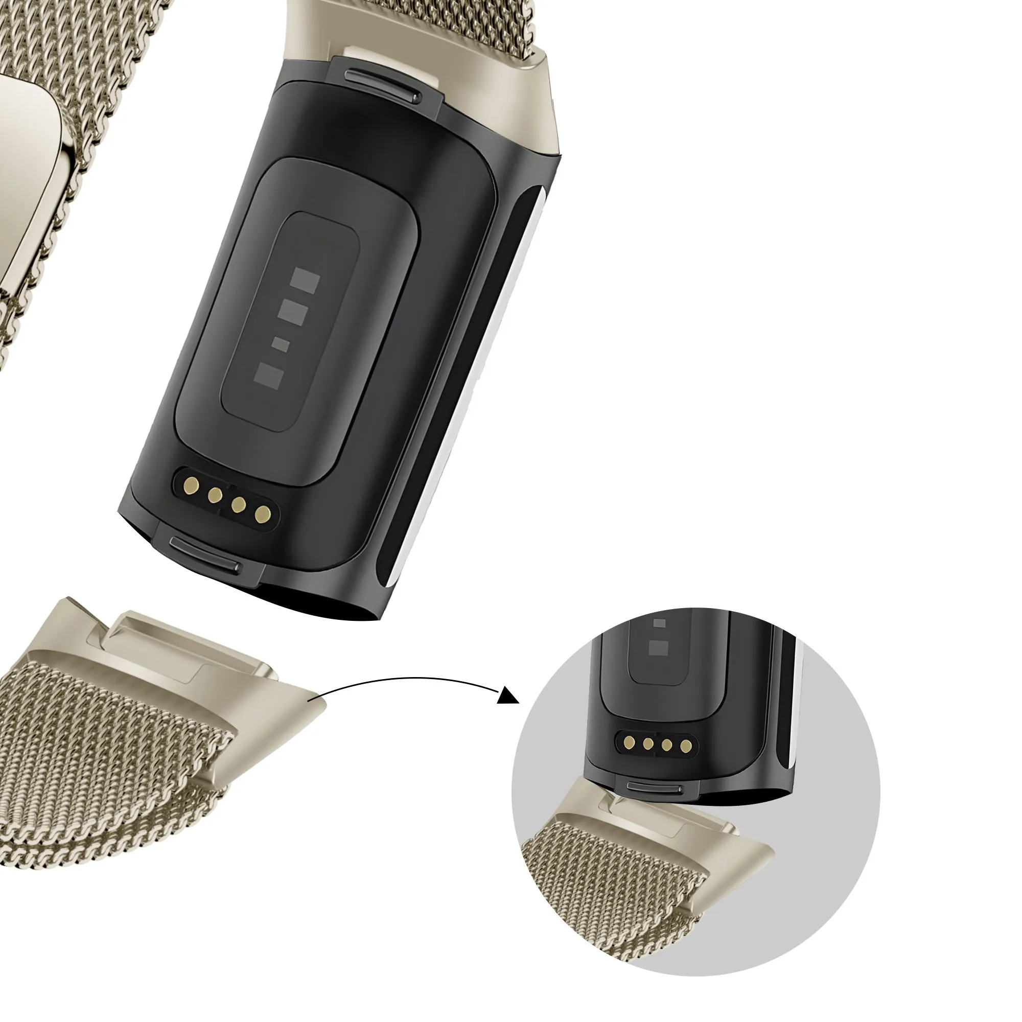 Trending Now Bandz Fitbit Charge 6 Milanese Loop Strap (Champagne)  Today Only!