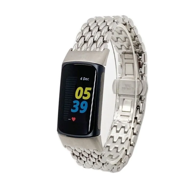 Trending Now Fitbit Charge 6 Steel Strap Dragon (Silver)  Today Only!