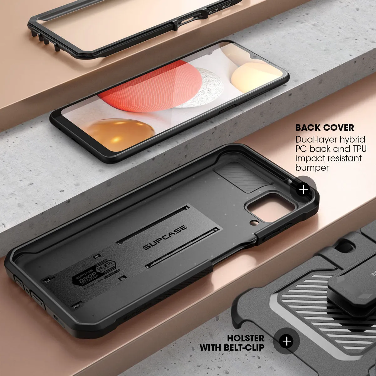Trending Now Galaxy A12 Unicorn Beetle Pro Rugged Holster Case-Black  Ends Soon!