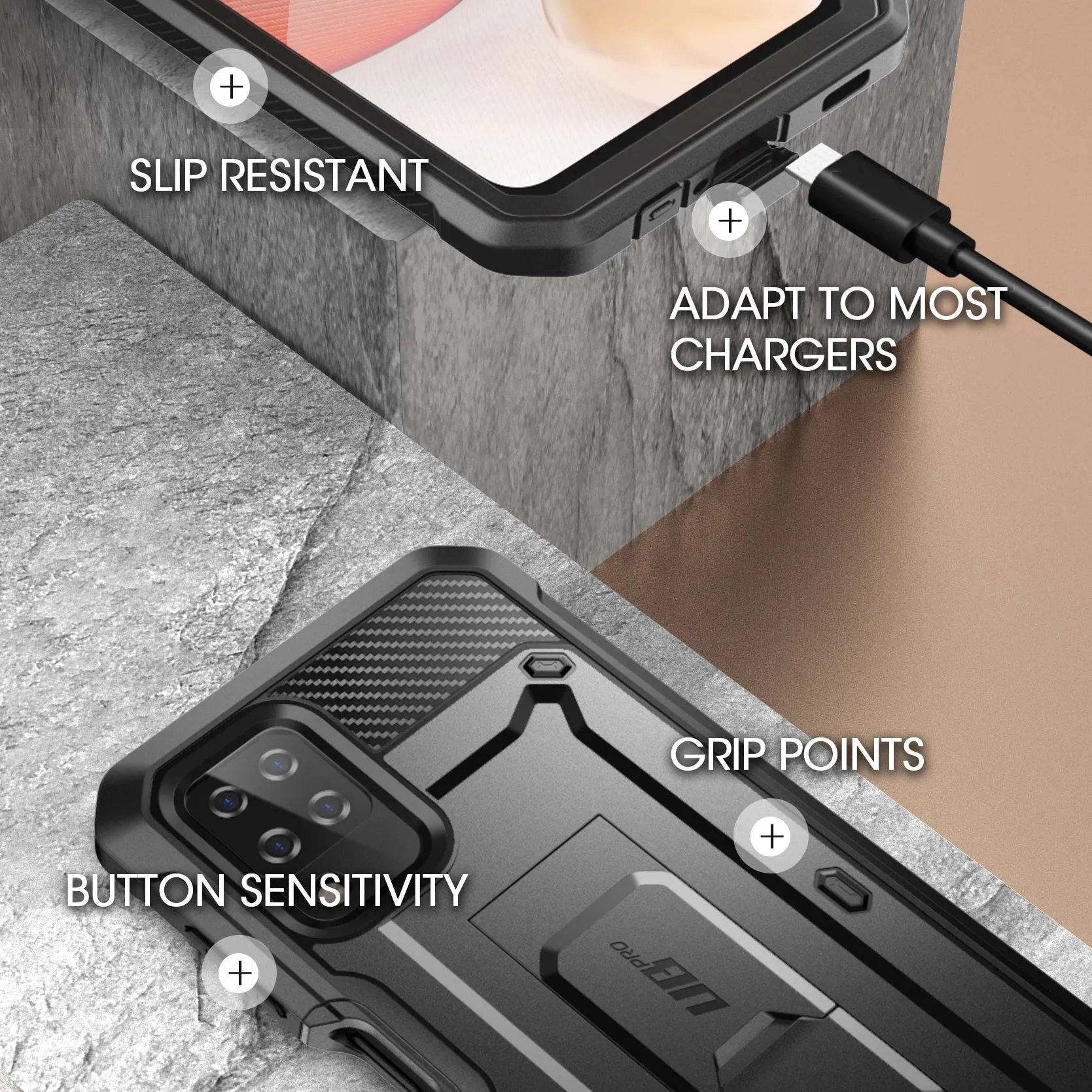 Trending Now Galaxy A12 Unicorn Beetle Pro Rugged Holster Case-Black  Ends Soon!
