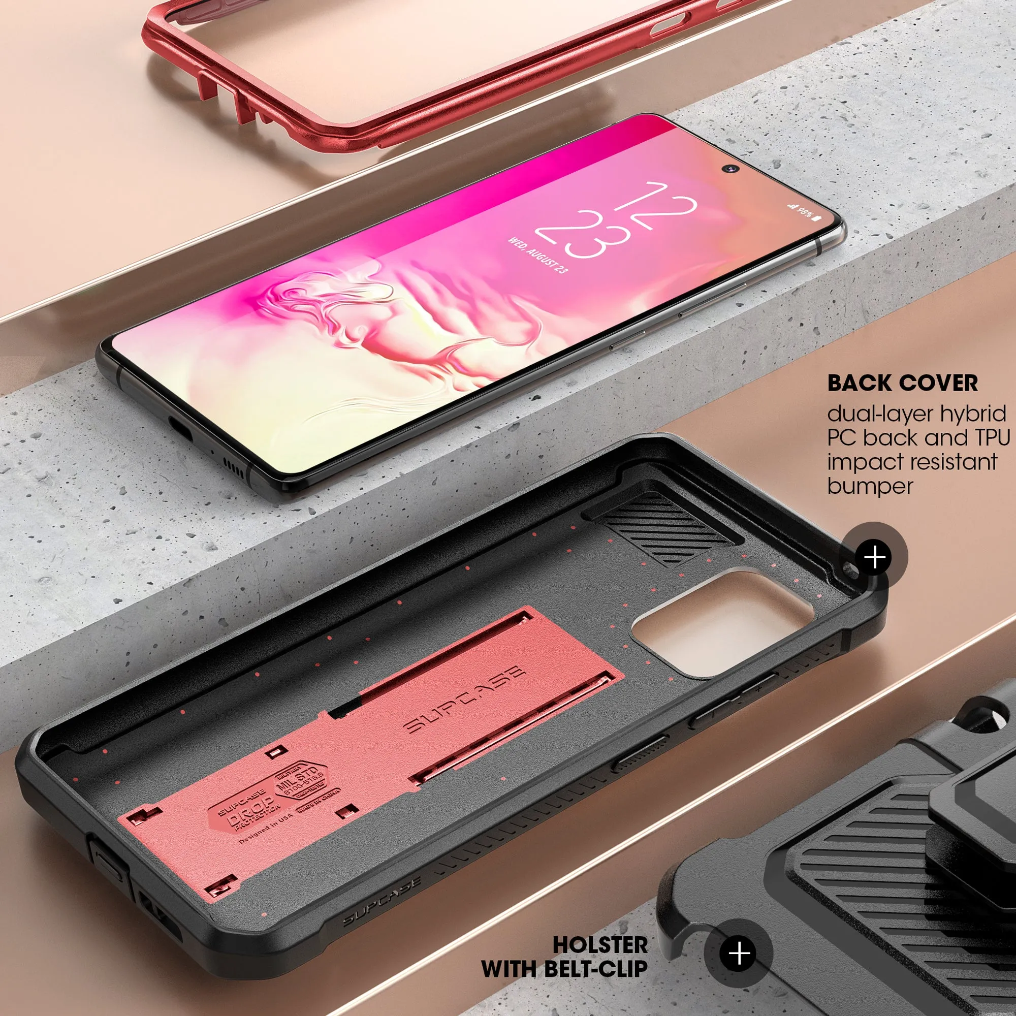 Trending Now Galaxy S10 Lite Unicorn Beetle Pro Full Body Rugged Holster Case-Metallic Red  Last Few Pieces!