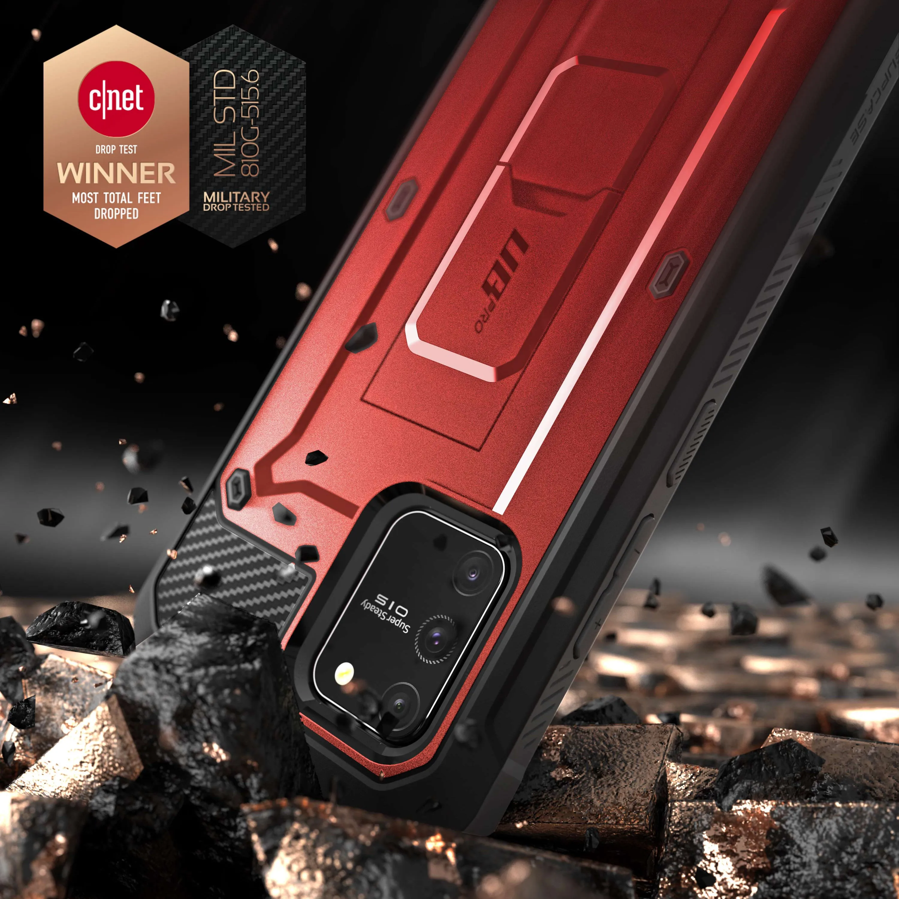 Trending Now Galaxy S10 Lite Unicorn Beetle Pro Full Body Rugged Holster Case-Metallic Red  Last Few Pieces!