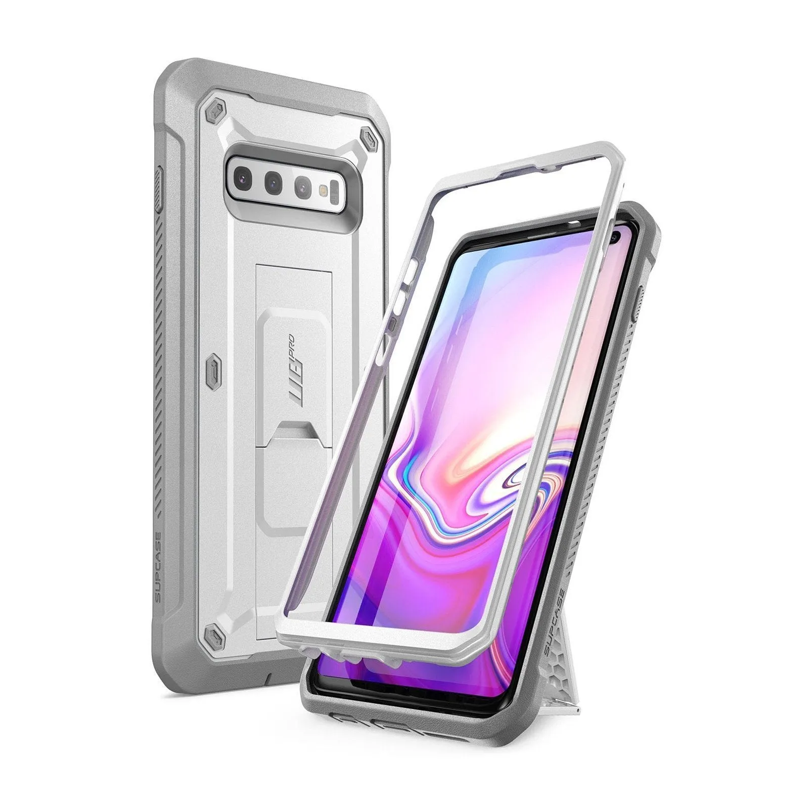 Trending Now Galaxy S10 Unicorn Beetle Pro Rugged Holster Case Without Screen Protector-White  Limited Availability!
