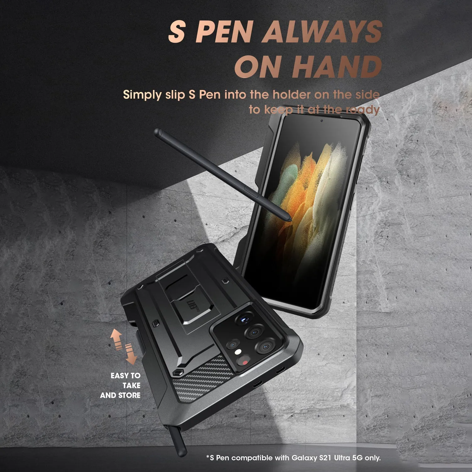 Trending Now Galaxy S21 Ultra Unicorn Beetle Pro Rugged Case with S-Pen Holder - Black  Last Few Pieces!