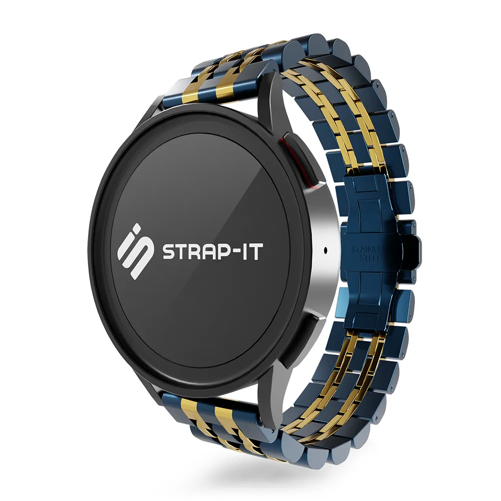 Trending Now Huawei Watch 3 (Pro) Steel Link Strap Duo (Blue/Gold)  Going Fast!