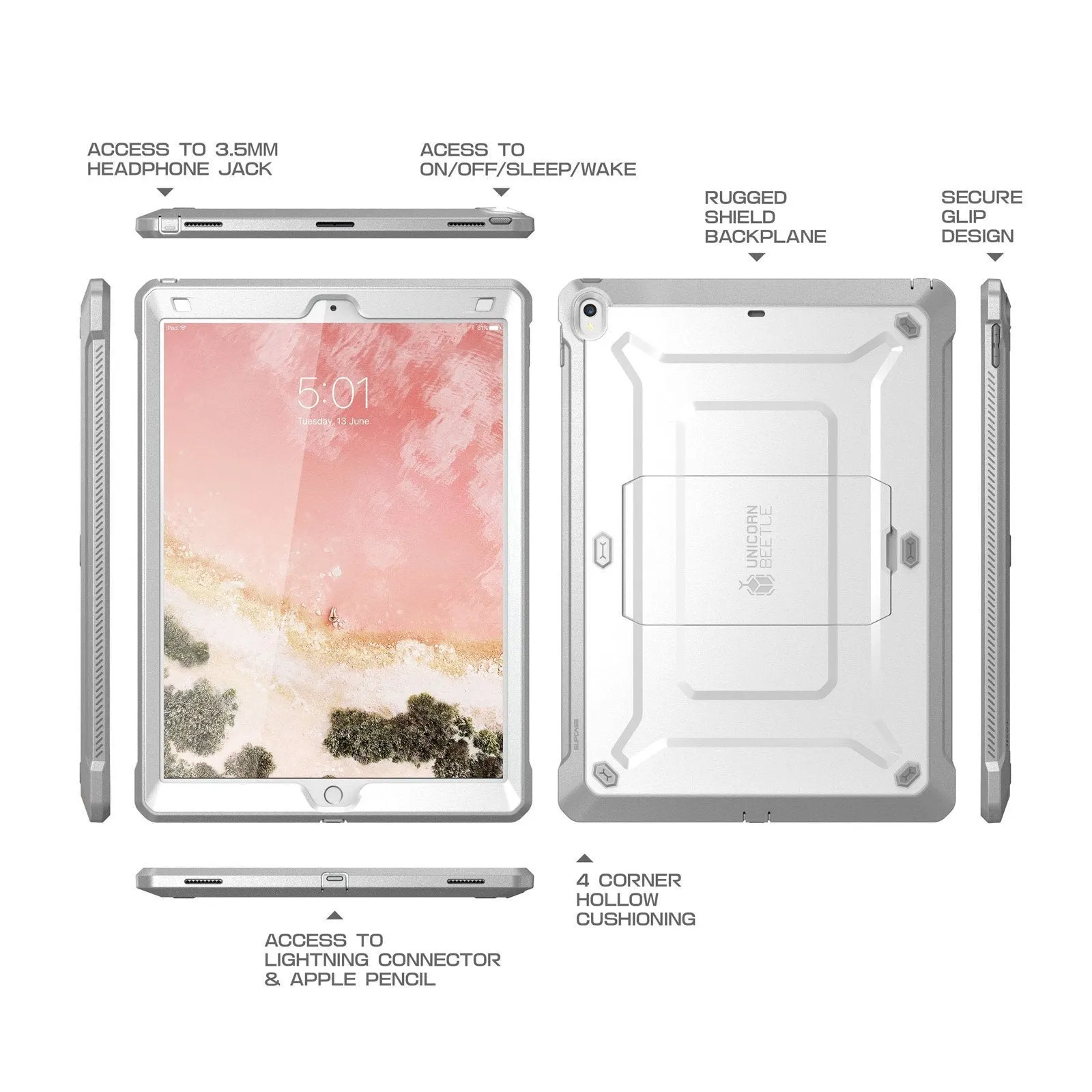 Trending Now iPad Air 10.5 inch (2019) Unicorn Beetle Pro Rugged Case with Screen Protector-White  Limited Release!