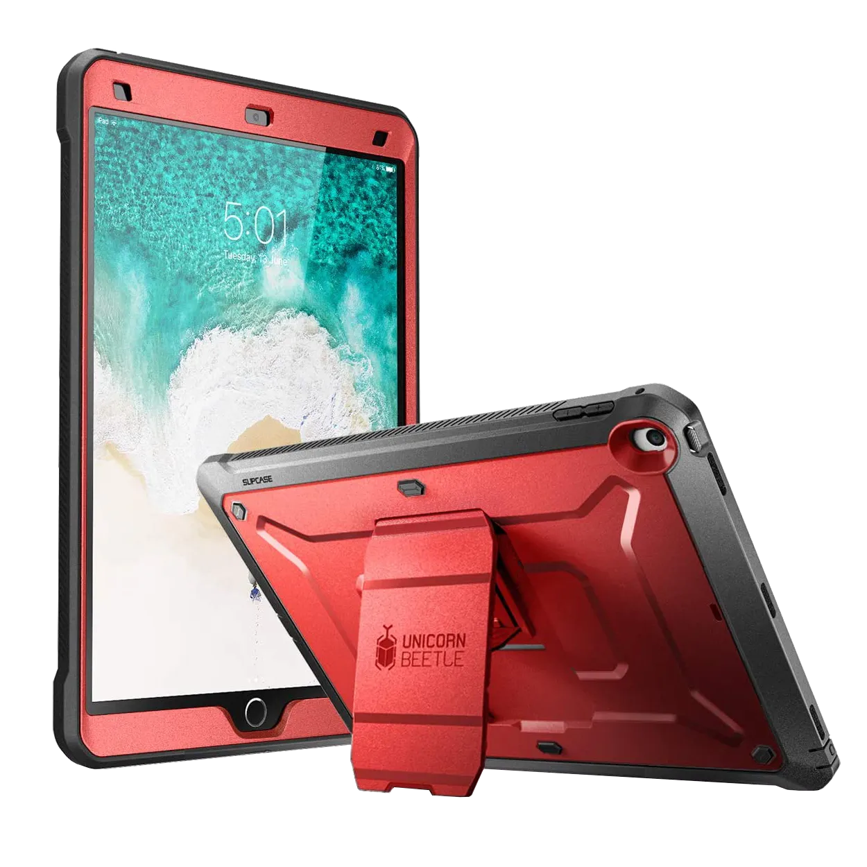 Trending Now iPad Pro 10.5 inch (2017) Unicorn Beetle Rugged Case with Screen Protector-Metallic Red  Almost Gone!