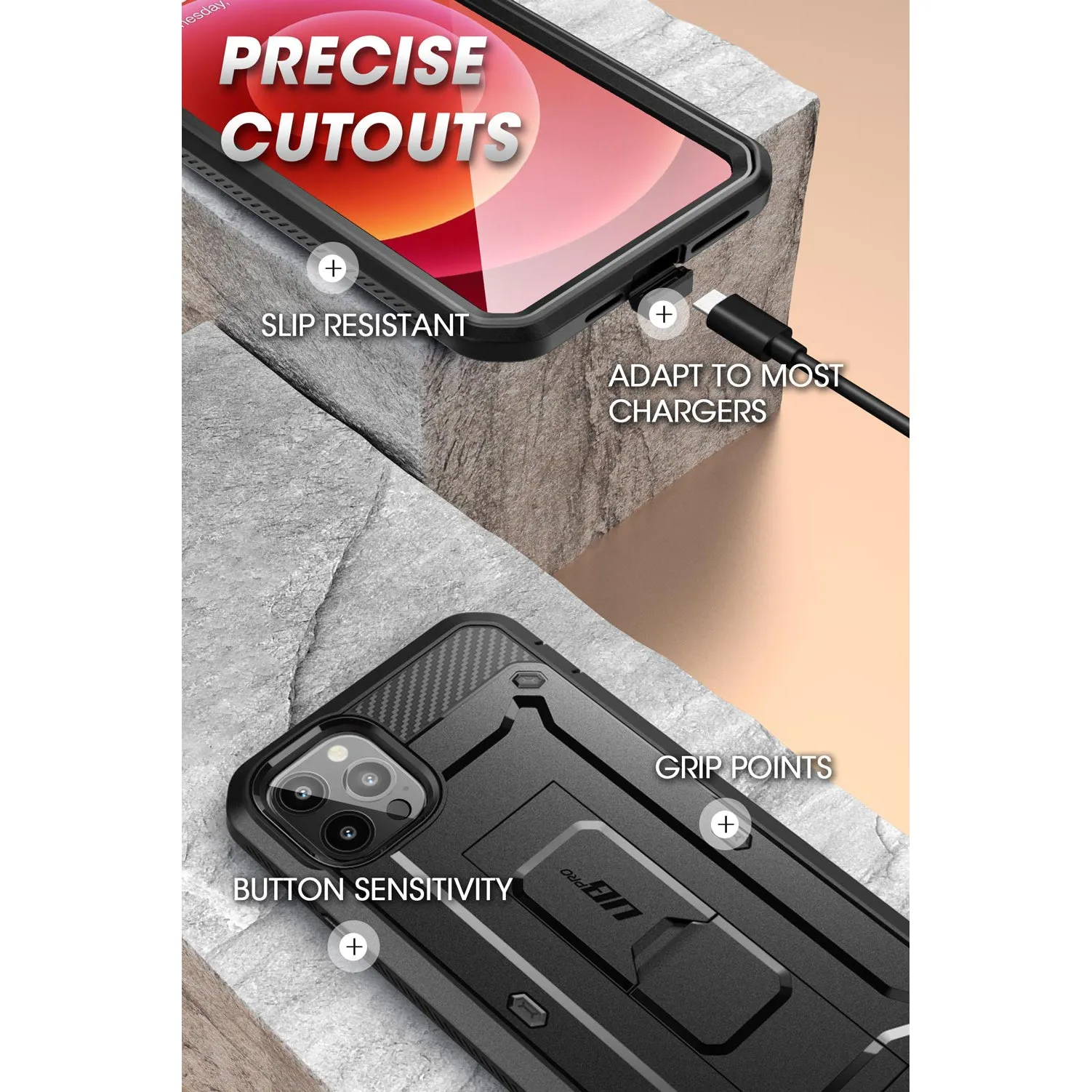 Trending Now iPhone 13 Pro 6.1 inch Unicorn Beetle Pro Rugged Case-Black  Almost Sold Out!