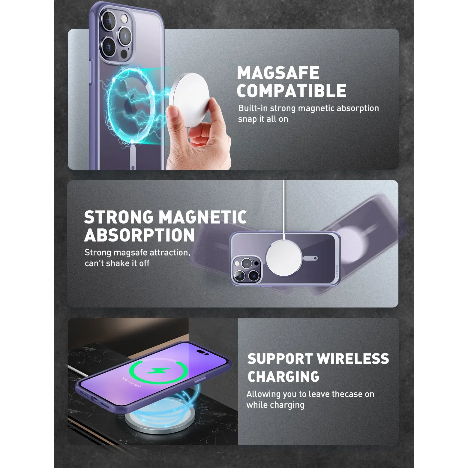 Trending Now iPhone 14 Pro 6.1 inch Unicorn Beetle MAG Slim Clear MagSafe Case-Deep Purple  Limited Stock!