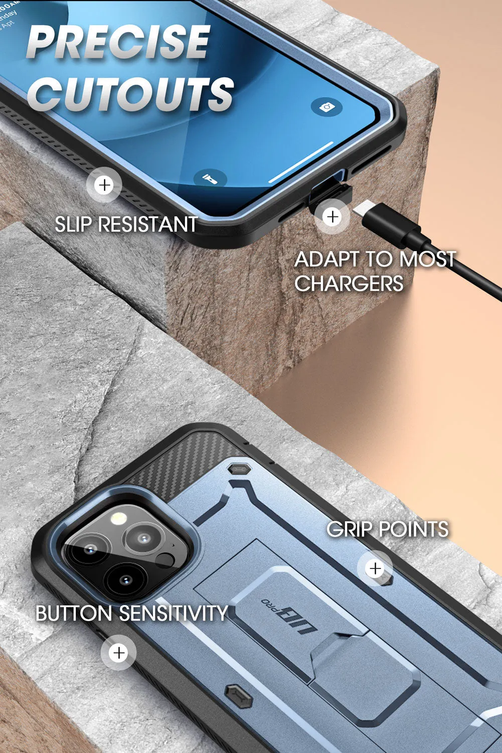 Trending Now iPhone 14 Pro 6.1 inch Unicorn Beetle Pro Rugged Case-Metallic Blue  Limited Release!