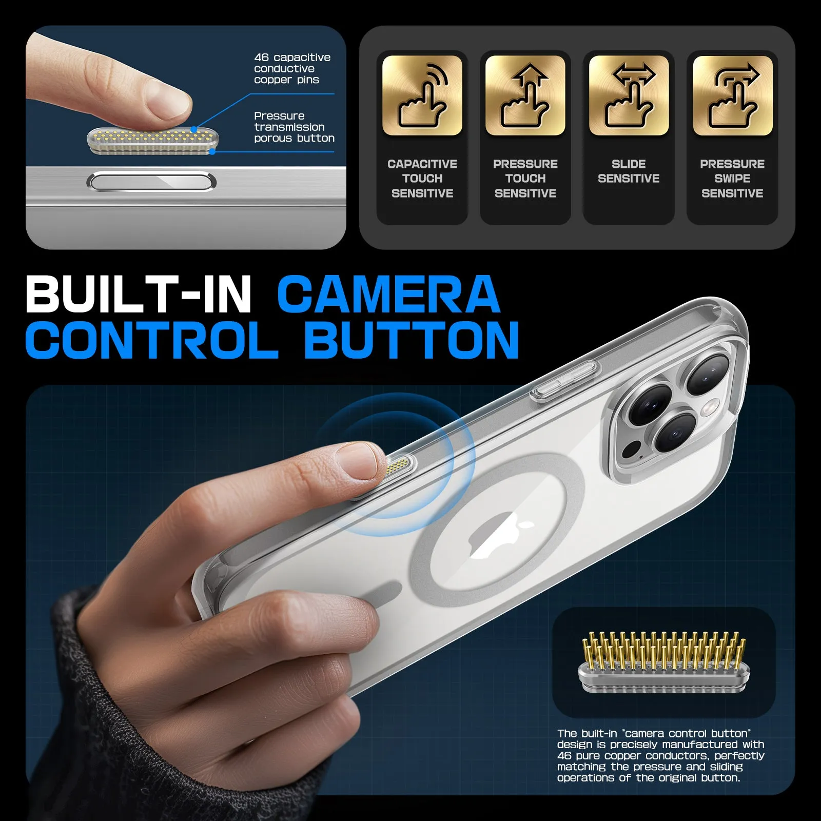 Trending Now iPhone 16 Pro 6.3 inch Unicorn Beetle MAG Slim Clear MagSafe Camera Control Button Case-Clear  Almost Gone!