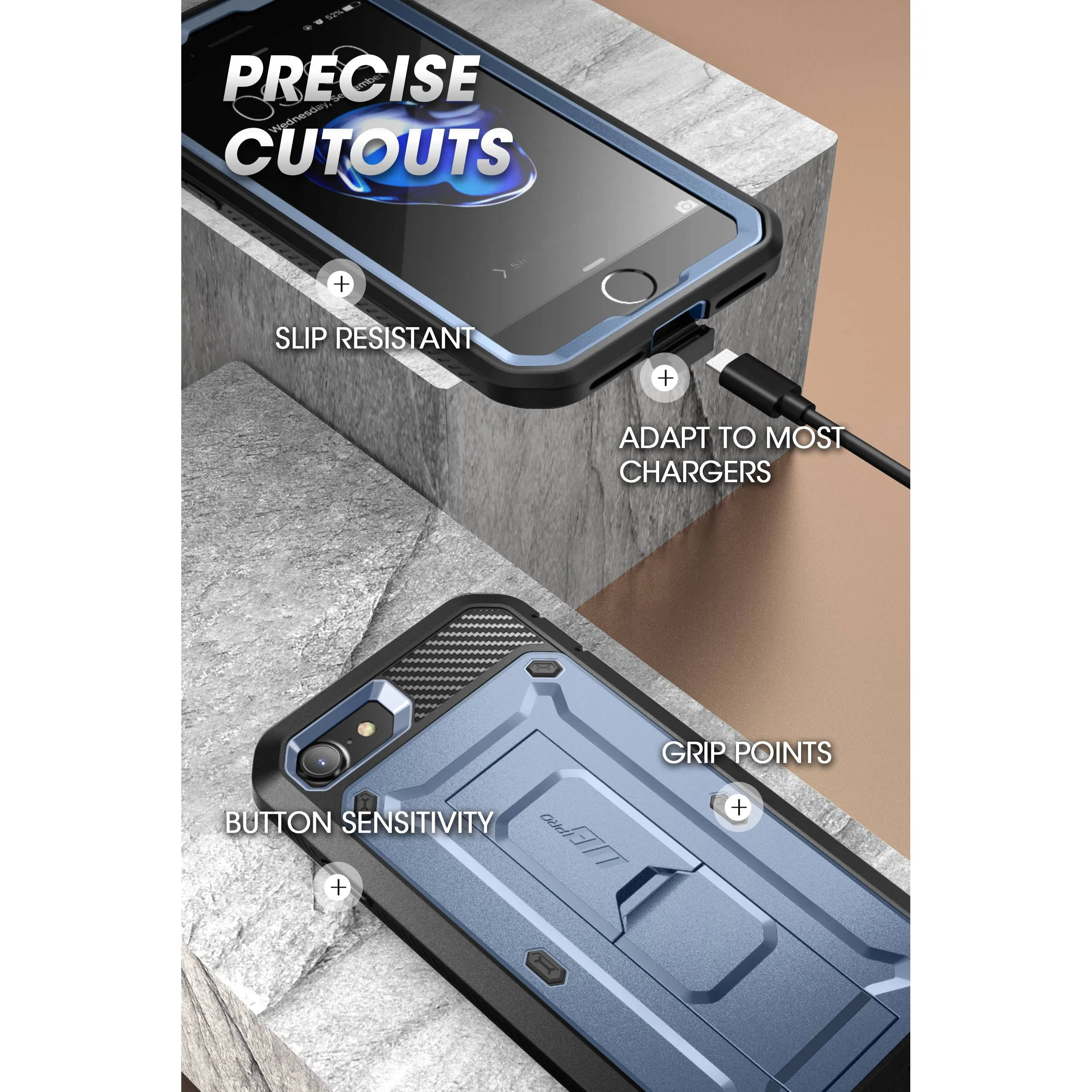 Trending Now iPhone SE Unicorn Beetle Pro Full-Body Case with Kickstand-Blue  Limited Release!