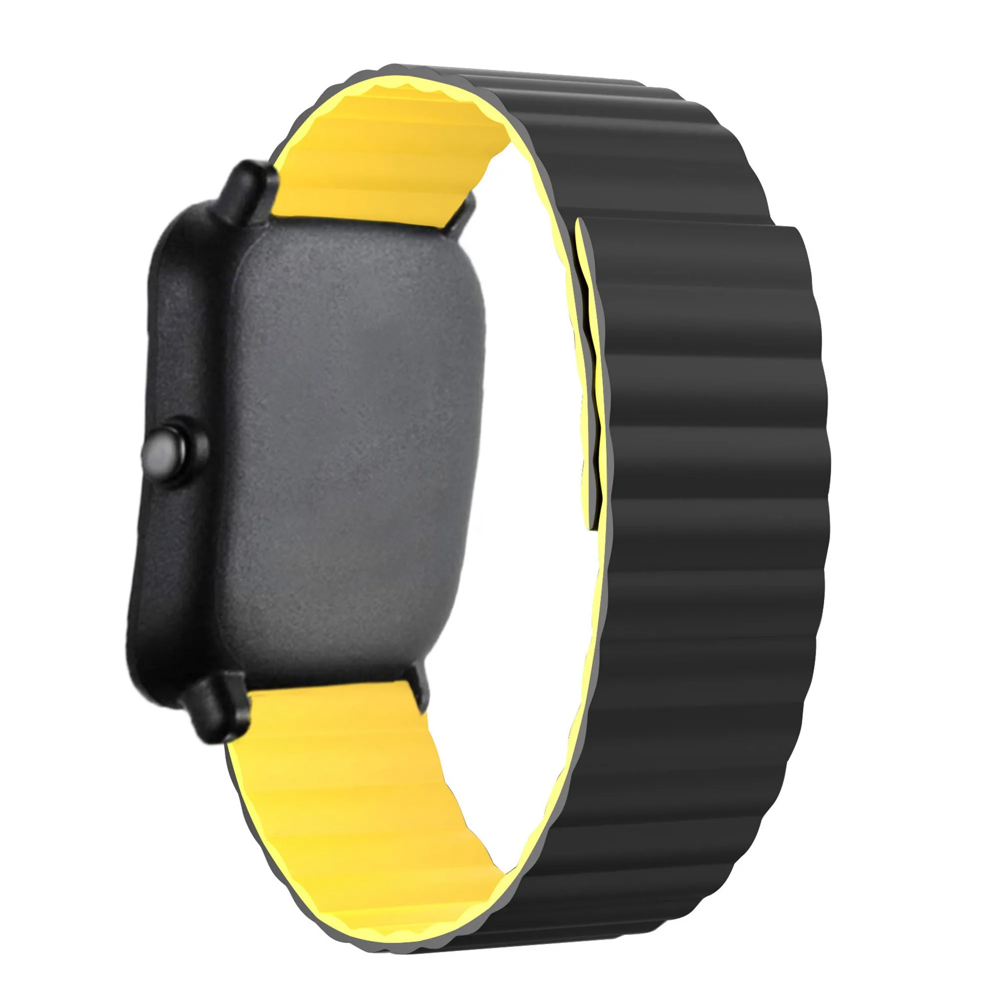 Trending Now Xiaomi Amazfit GTS 2 Magnetic Silicone Strap (Black/Yellow)  Today Only!