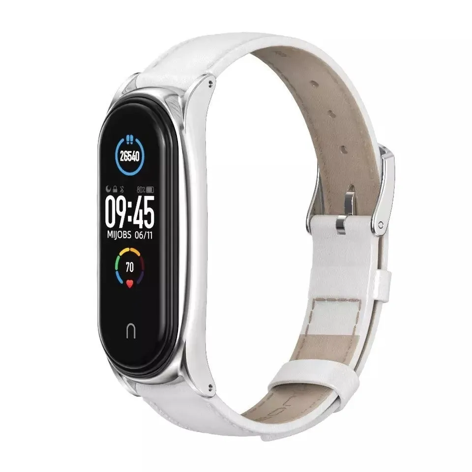 Trending Now Xiaomi Mi Band 5 Modern Leather Strap (White)  Dont Miss Out!